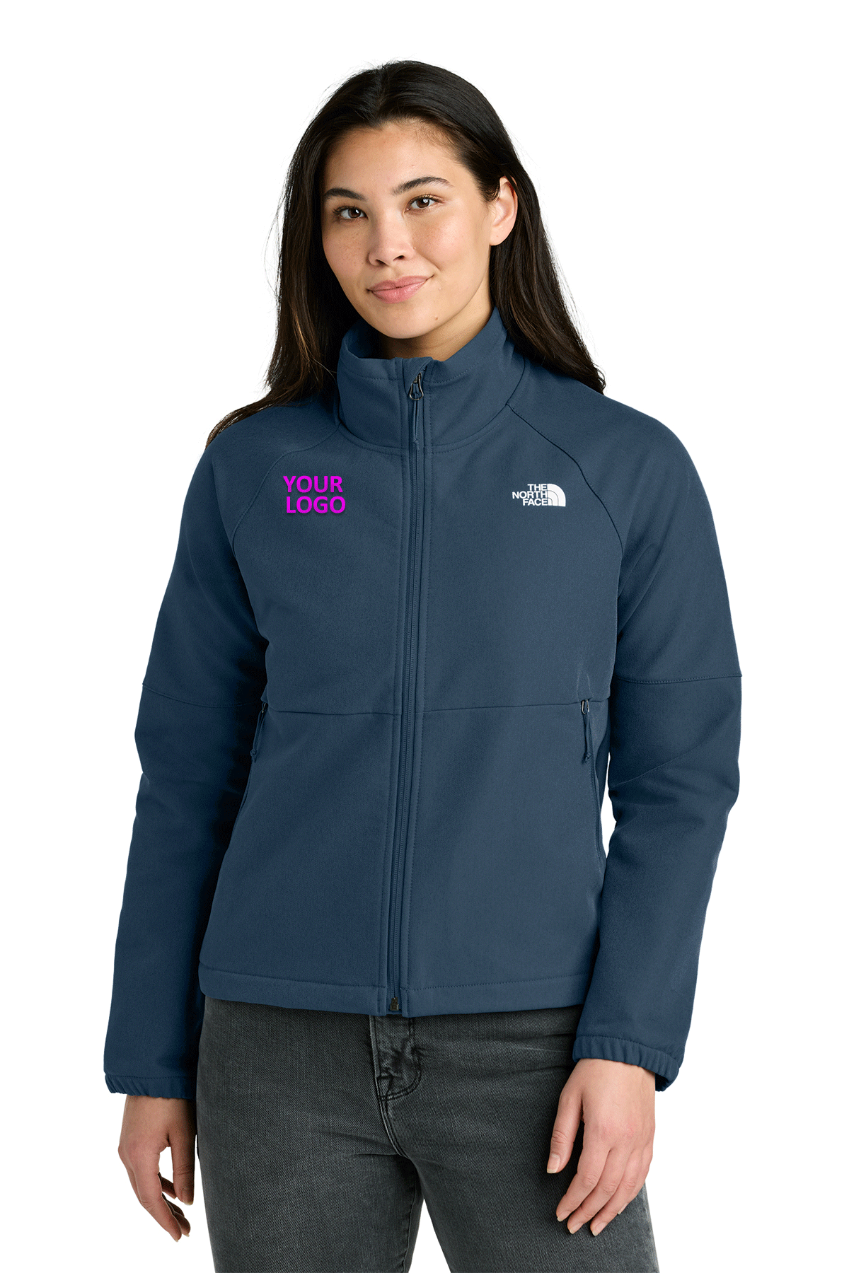 The North Face Shady Blue Dark Heather NF0A8C5C company jackets with logo
