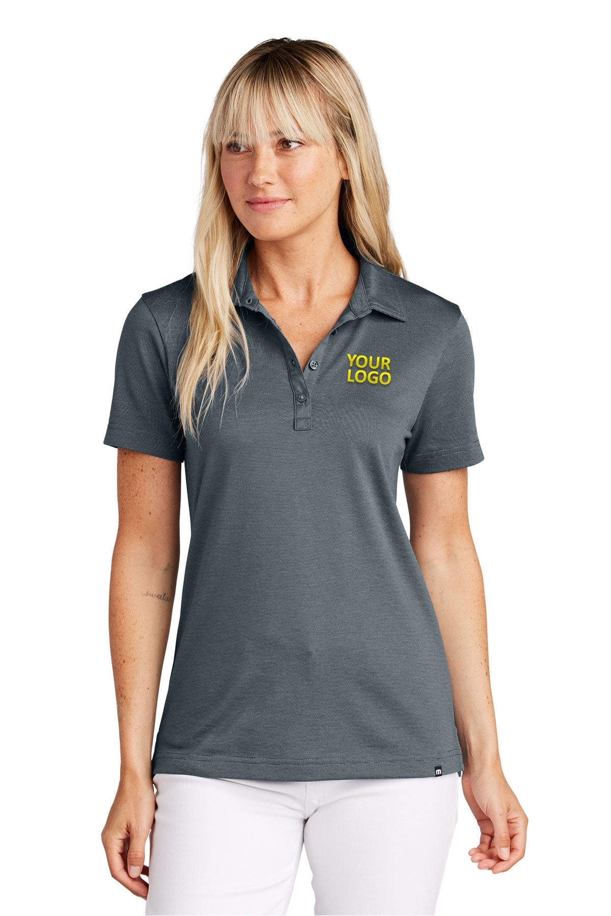 TravisMathew Blue Nights Heather TM1LD005 custom logo polo shirts