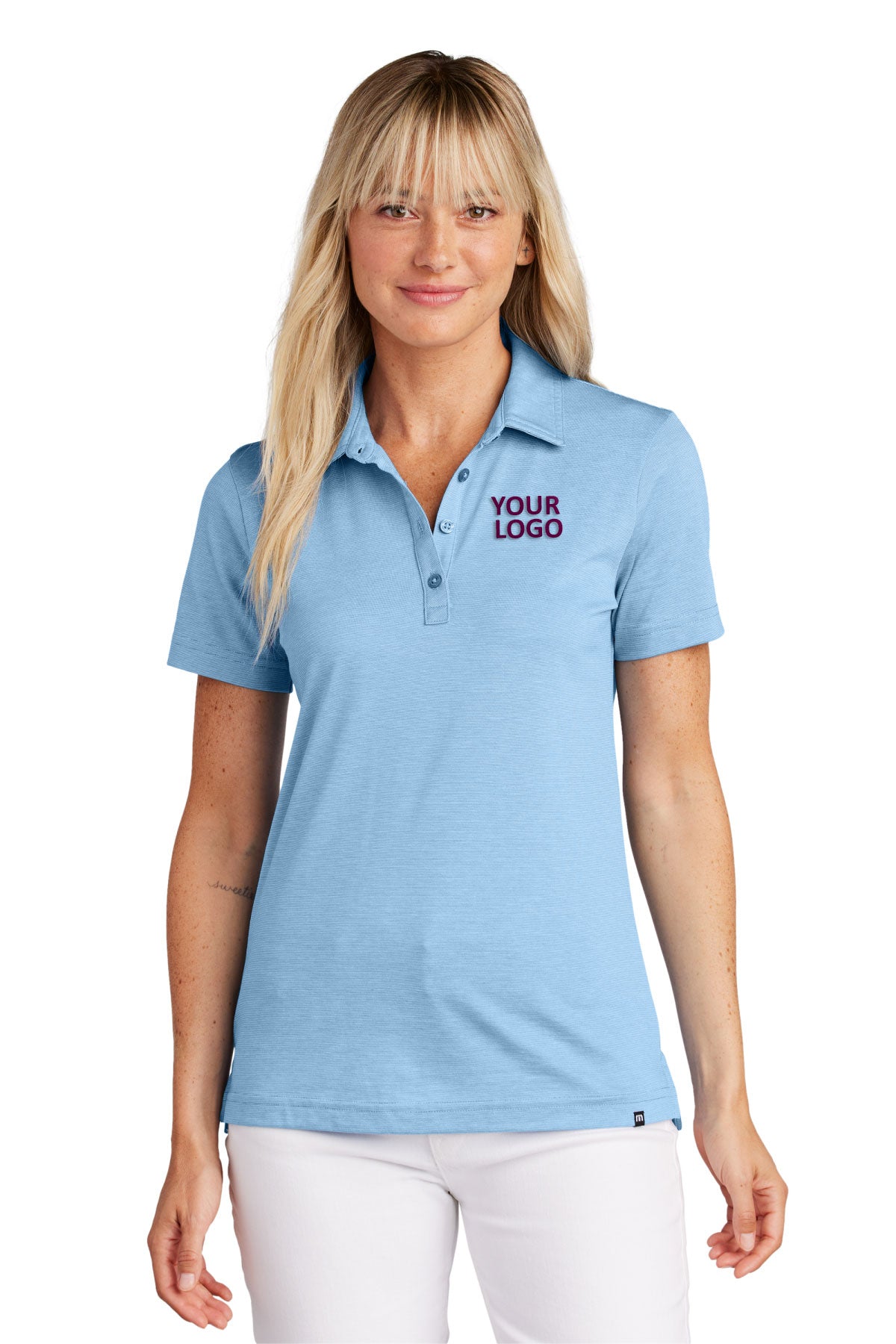 TravisMathew Strong Blue Heather TM1LD005 polo shirts with logos