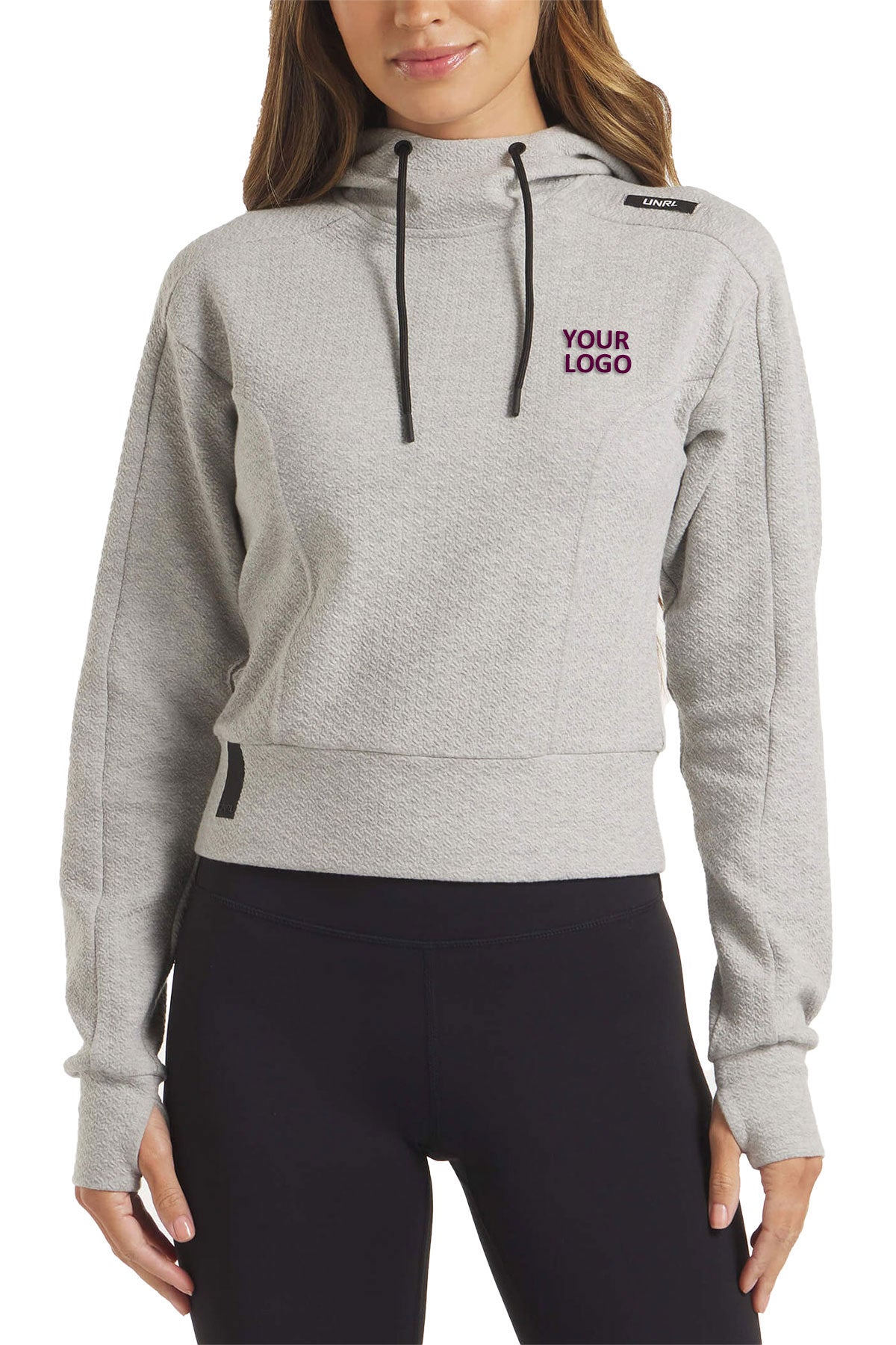 UNRL Womens Elevation Custom Hoodies, Heather Grey
