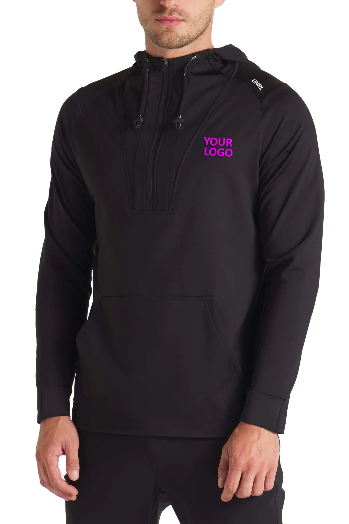 UNRL Crossover Half-Zip Custom Hoodies, Black