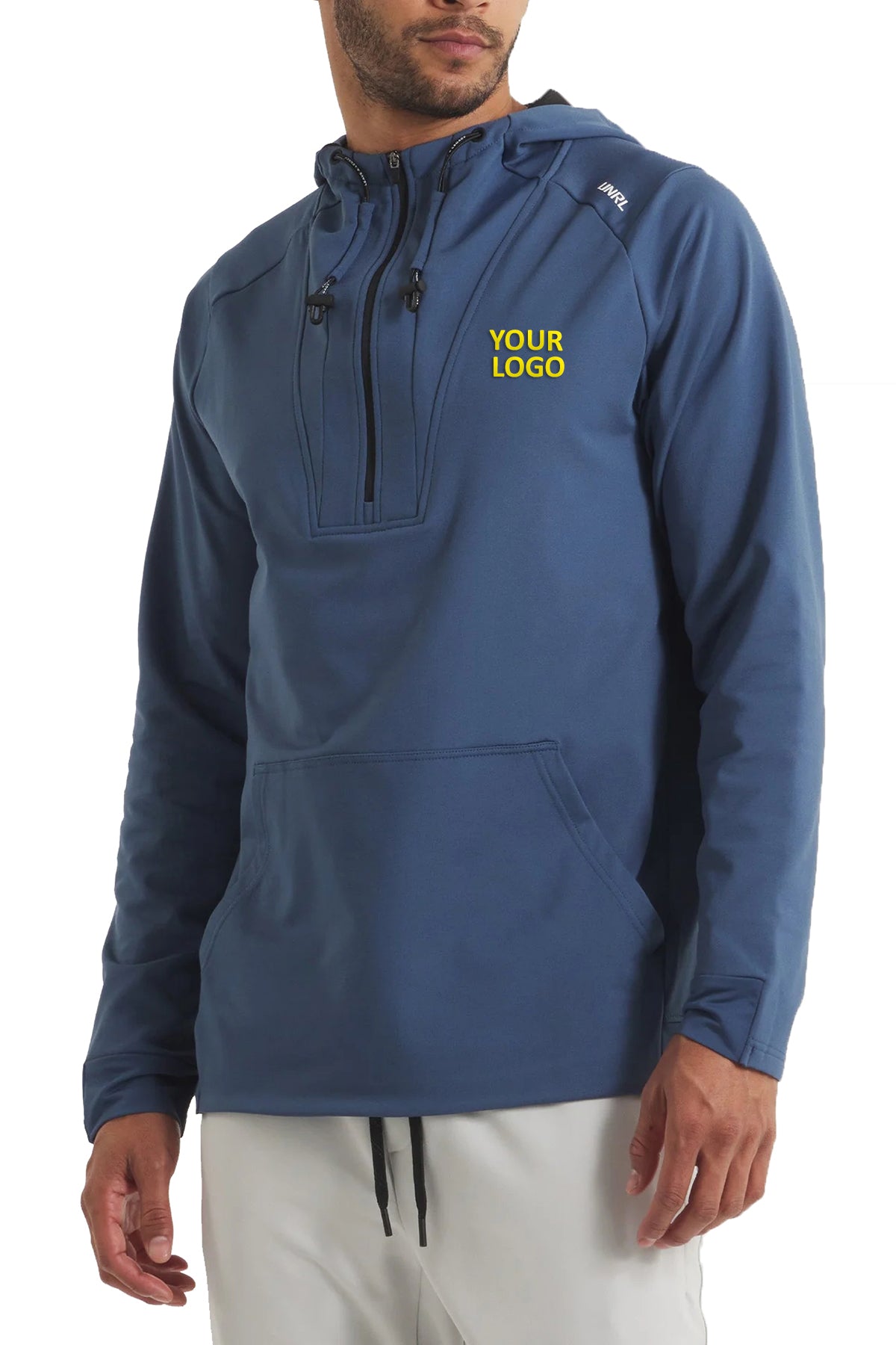 UNRL Crossover Half-Zip Custom Hoodies, Cavern Blue