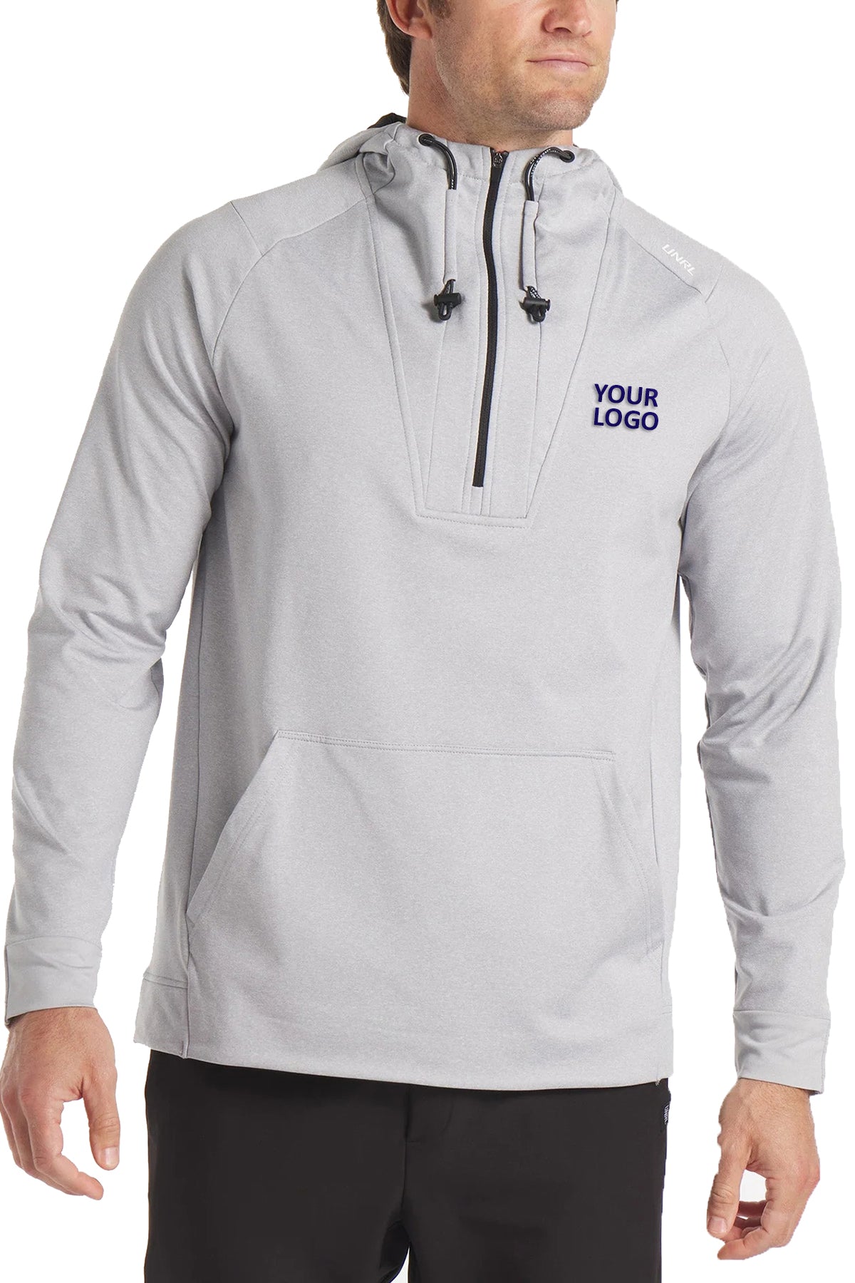 UNRL Crossover Half-Zip Custom Hoodies, Heather Gray [NCT]