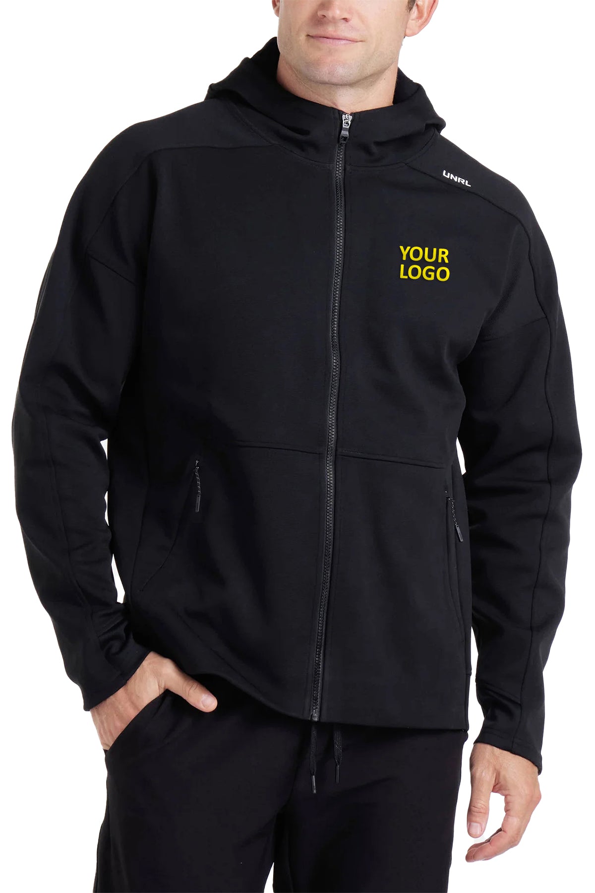 UNRL Impact Full-Zip Custom Hoodies, Black
