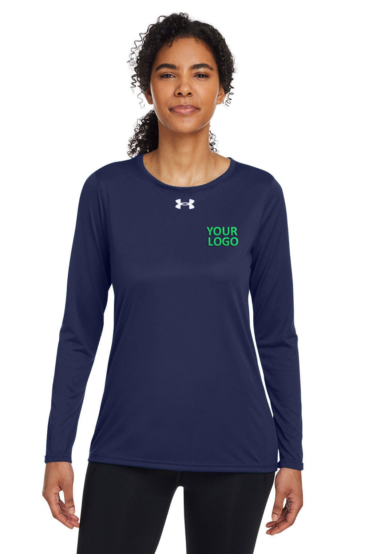 Under Armour Ladies Tech Long-Sleeve Custom T-Shirts, Navy