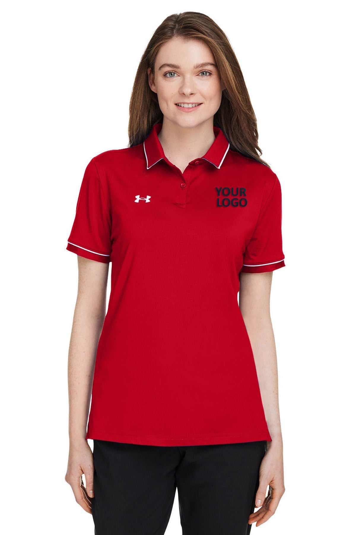 Under Armour Ladies Tipped Teams Performance Custom Polos, Red