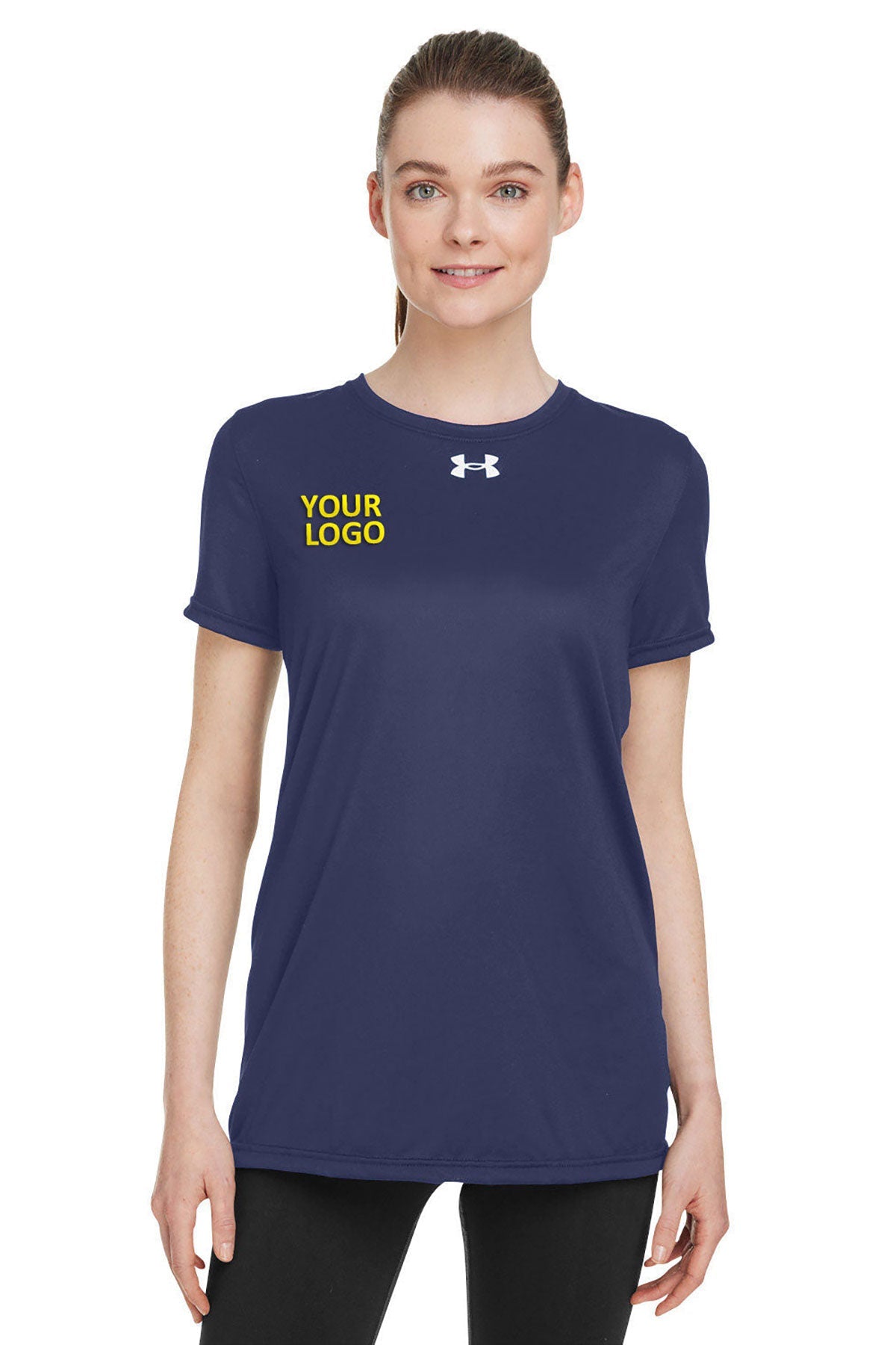 Under Armour Ladies Tech Branded T-Shirts, Navy