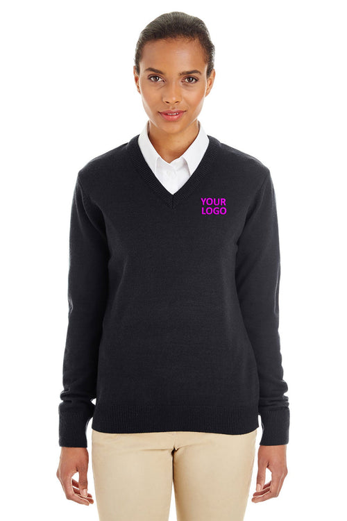 Harriton Pilbloc V-Neck Sweater, Black [Via Transportation / Sioux Area Metro]