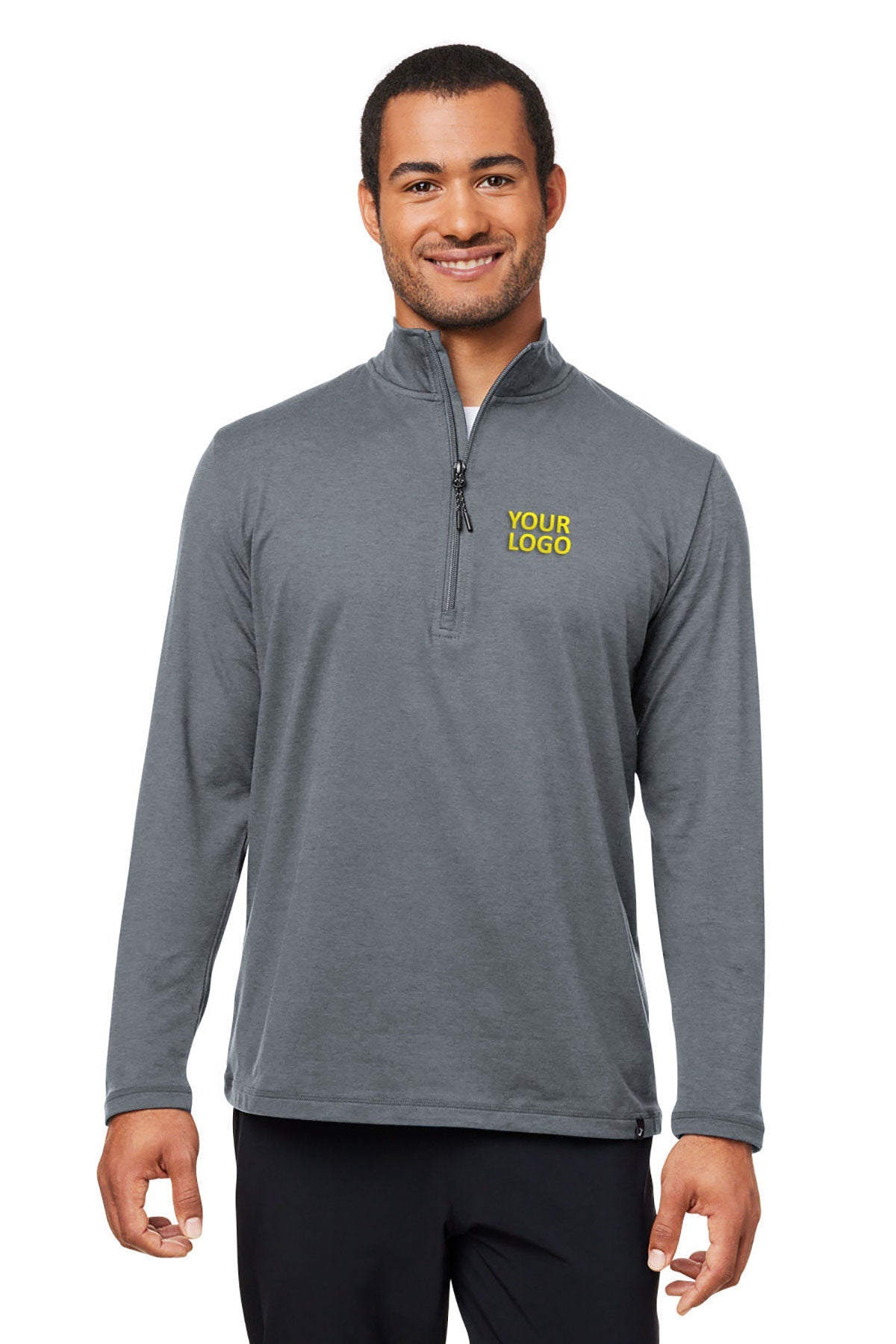 Glyder Men's Marbled Jersey Fairway Custom Quarter-Zips, Carbon Marble