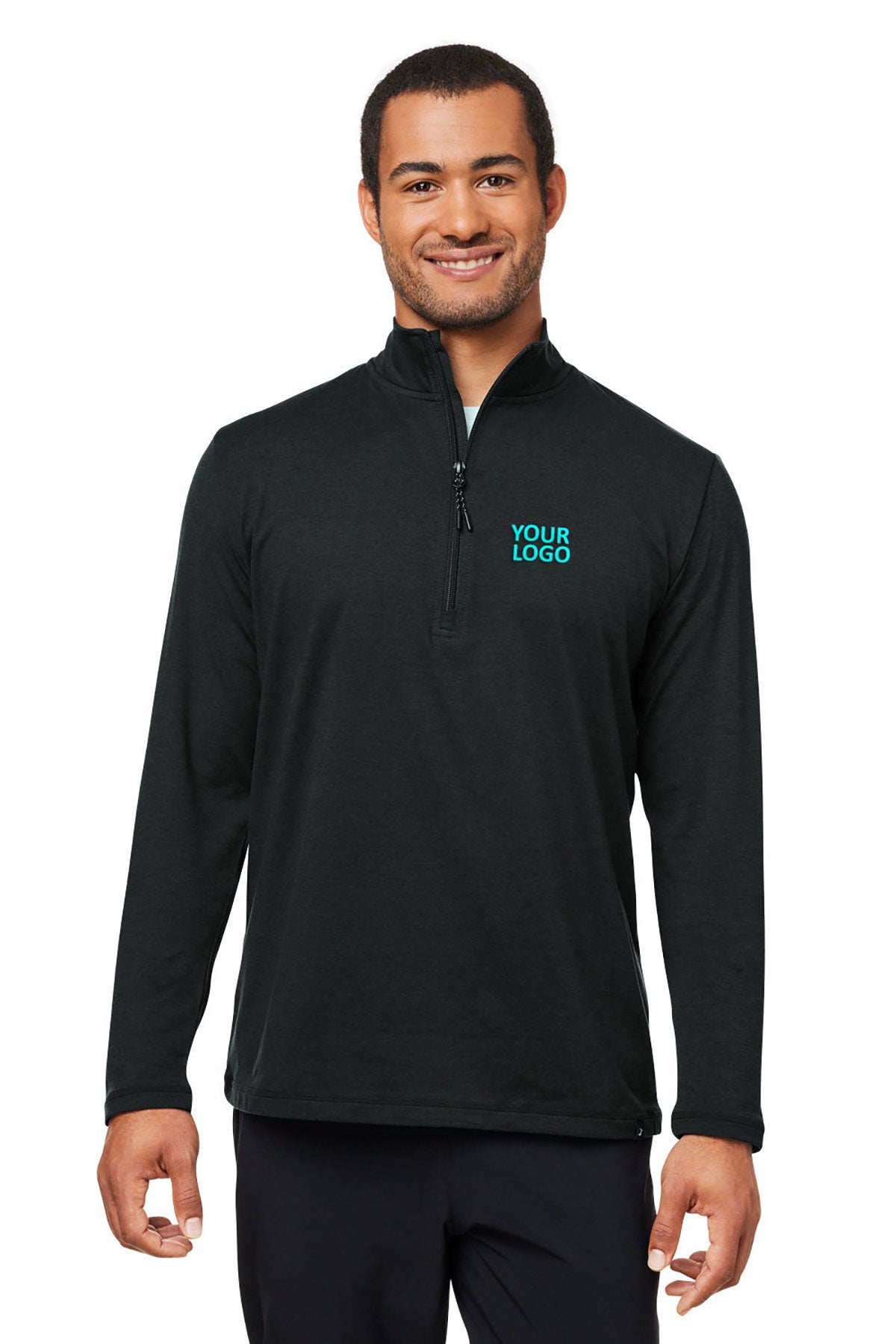 Glyder Men's Marbled Jersey Fairway Custom Quarter-Zips, Black Marble