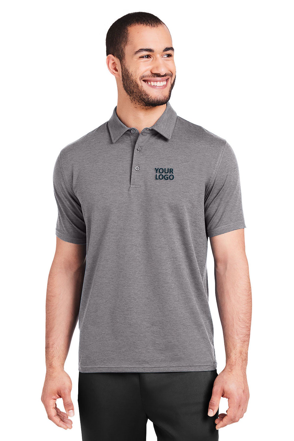 Glyder Mens Marbled Fairway Custom Polos, Ash Grey