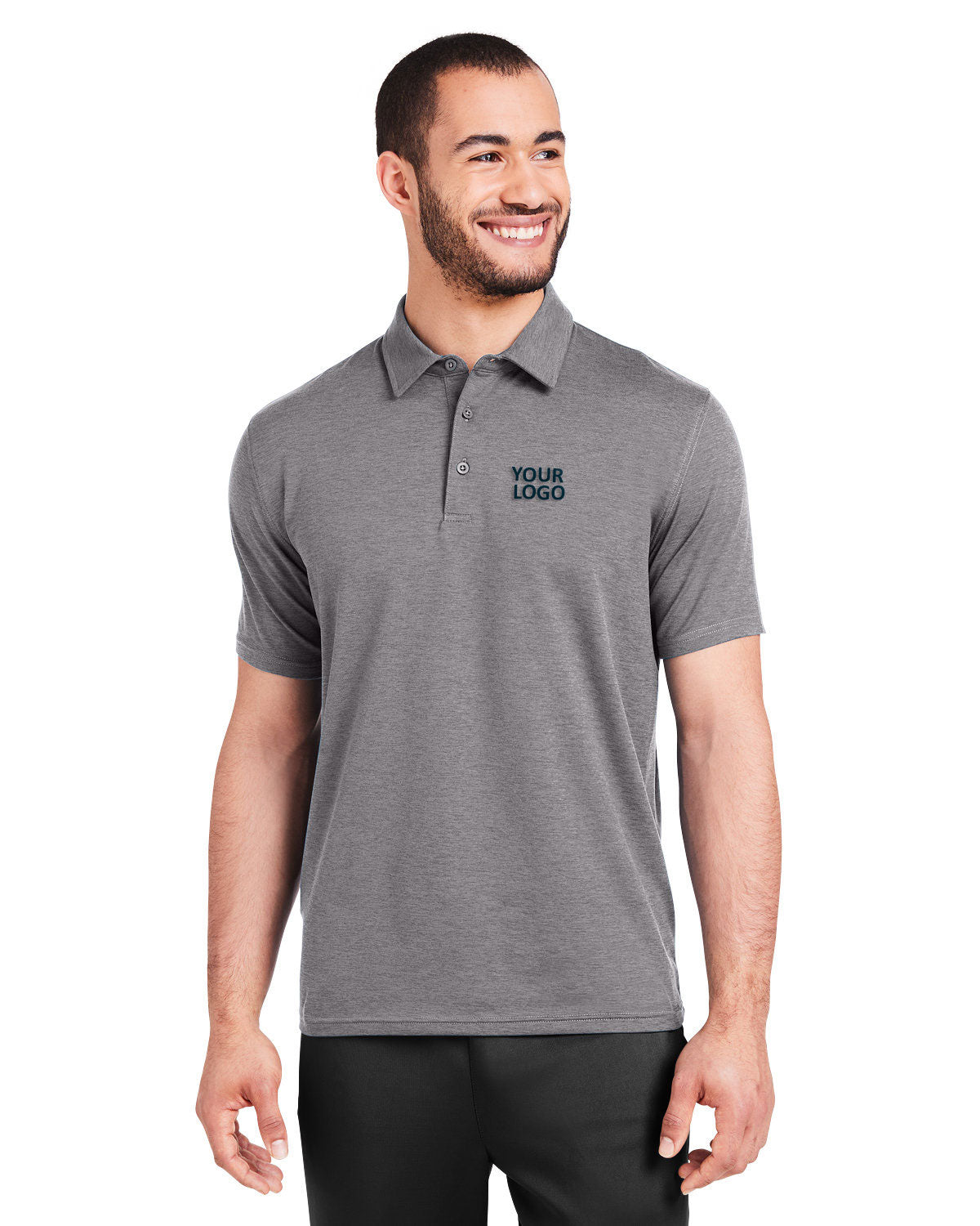 Glyder Mens Marbled Fairway Custom Polos, Ash Grey
