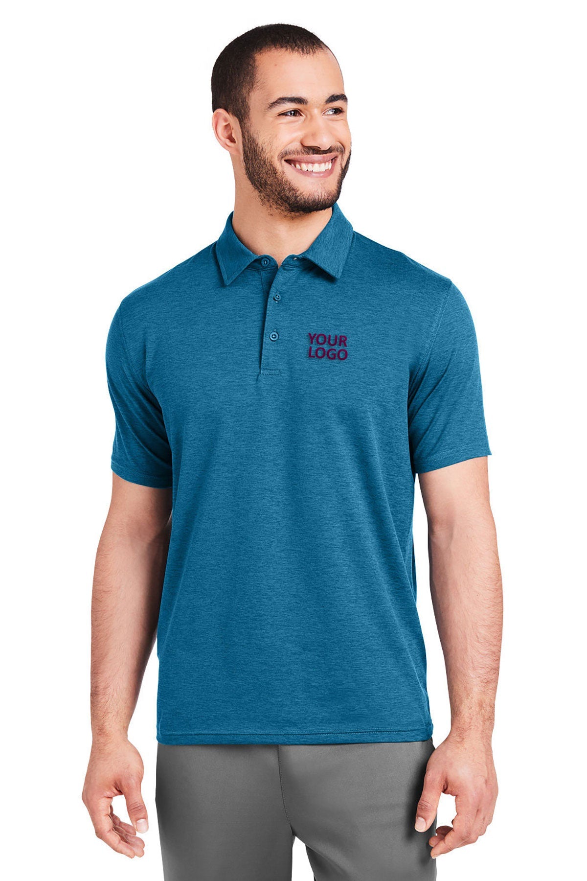 Glyder Moroccan Blue MDP1799 custom logo polo shirts embroidered