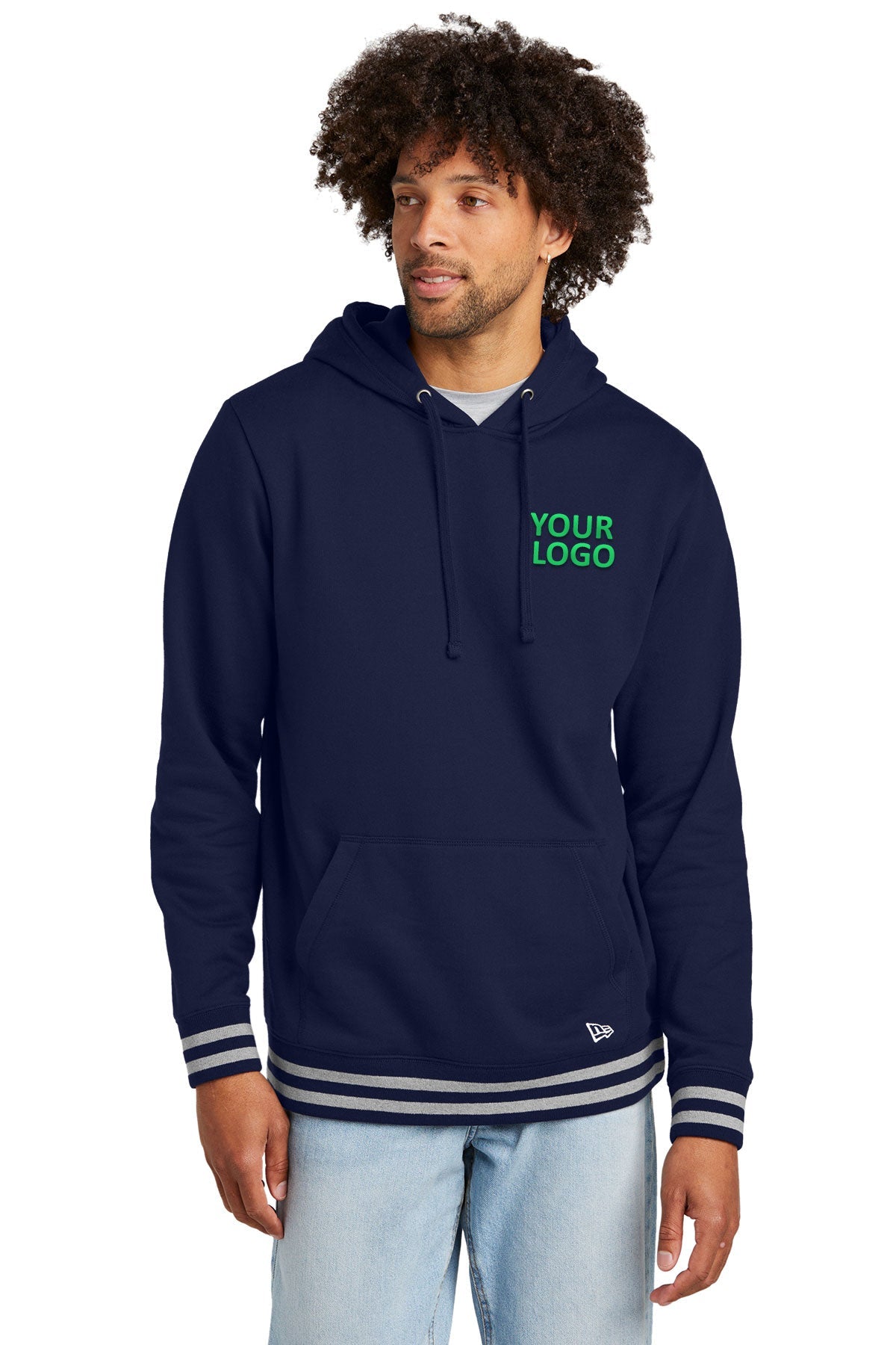 New Era True Navy/ Athletic Heather NEA550 custom embroidered sweatshirts