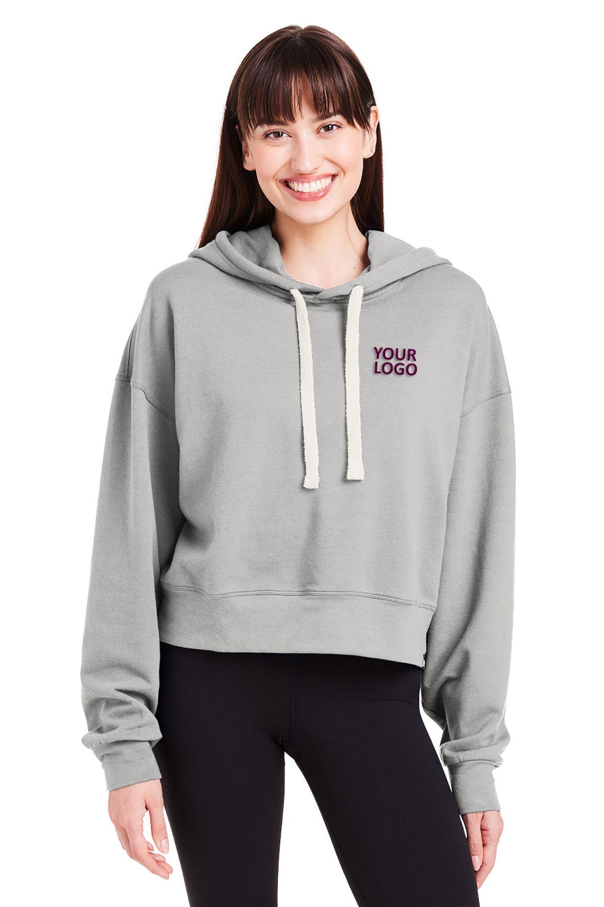 Glyder Ladies Vintage Oversized Cropped Hooded Custom Sweatshirts, Ash Grey