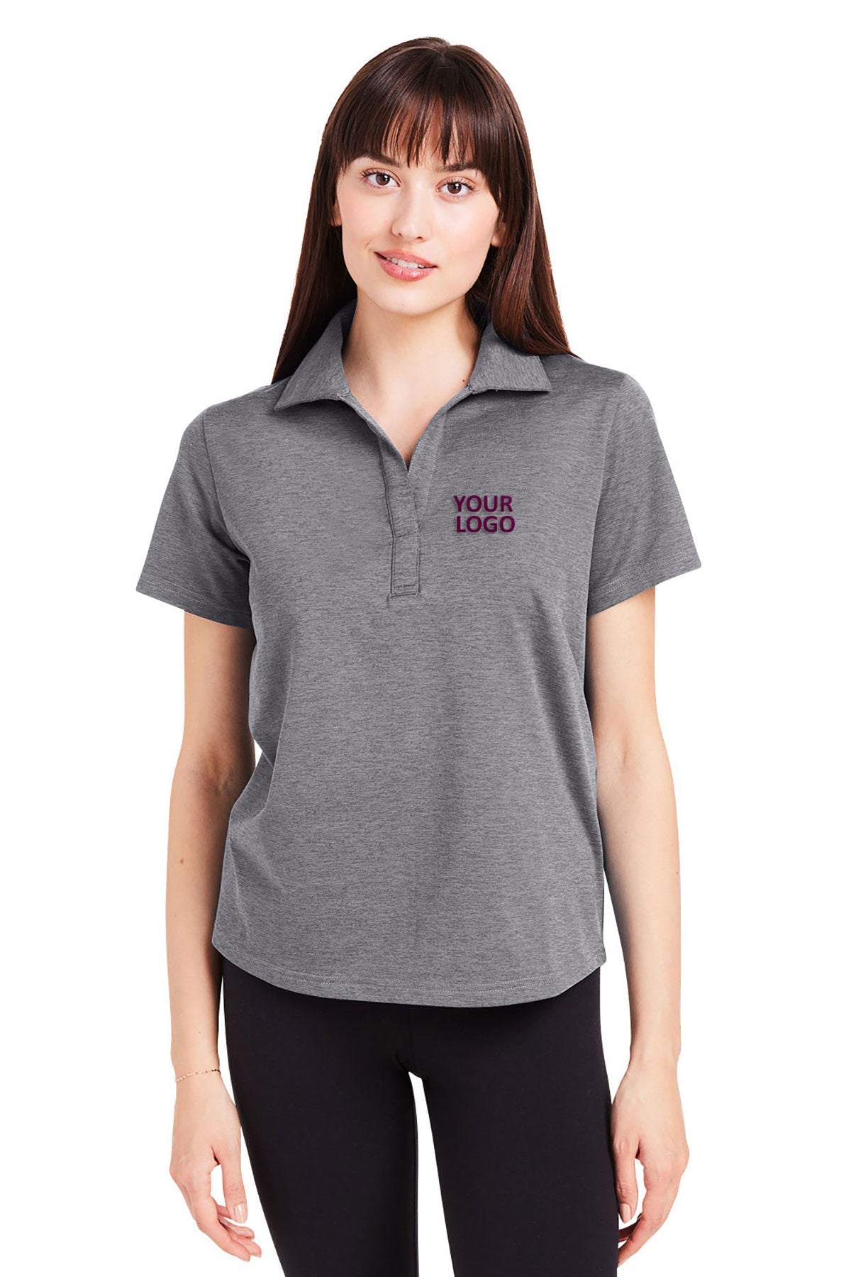 Glyder Ladies Marbled Fairway Custom Polos, Ash Grey