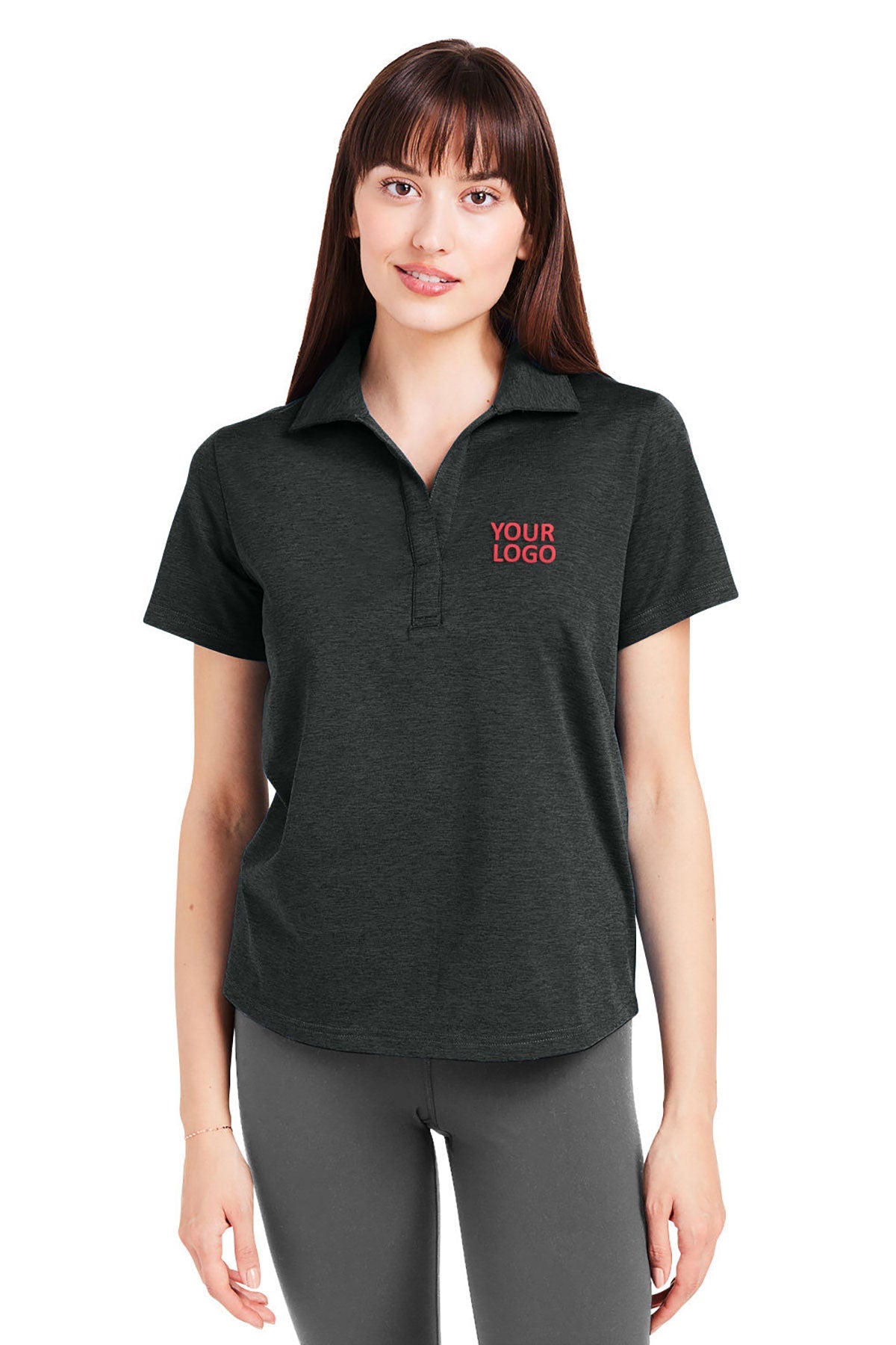 Glyder Ladies Marbled Fairway Custom Polos, Black