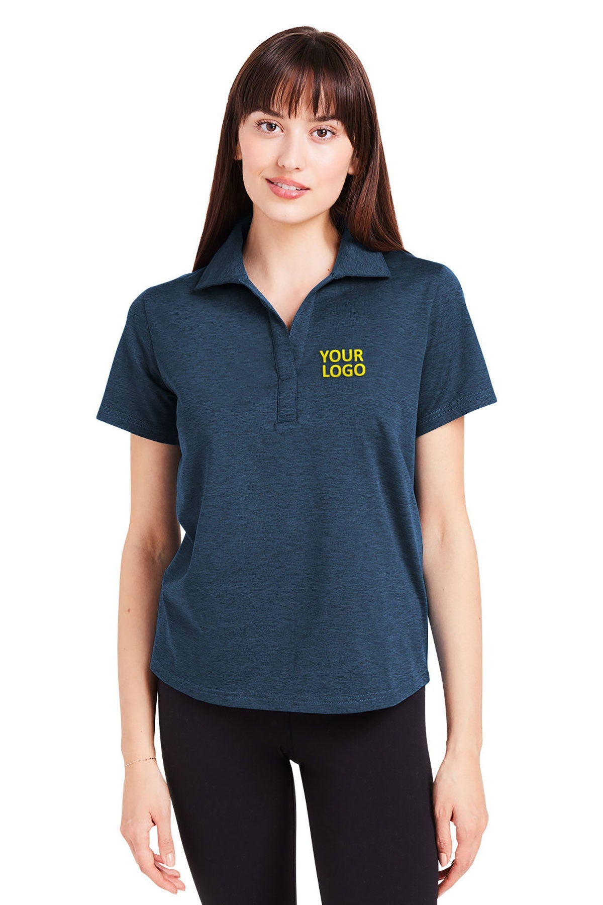 Glyder Ladies Marbled Fairway Custom Polos, Navy