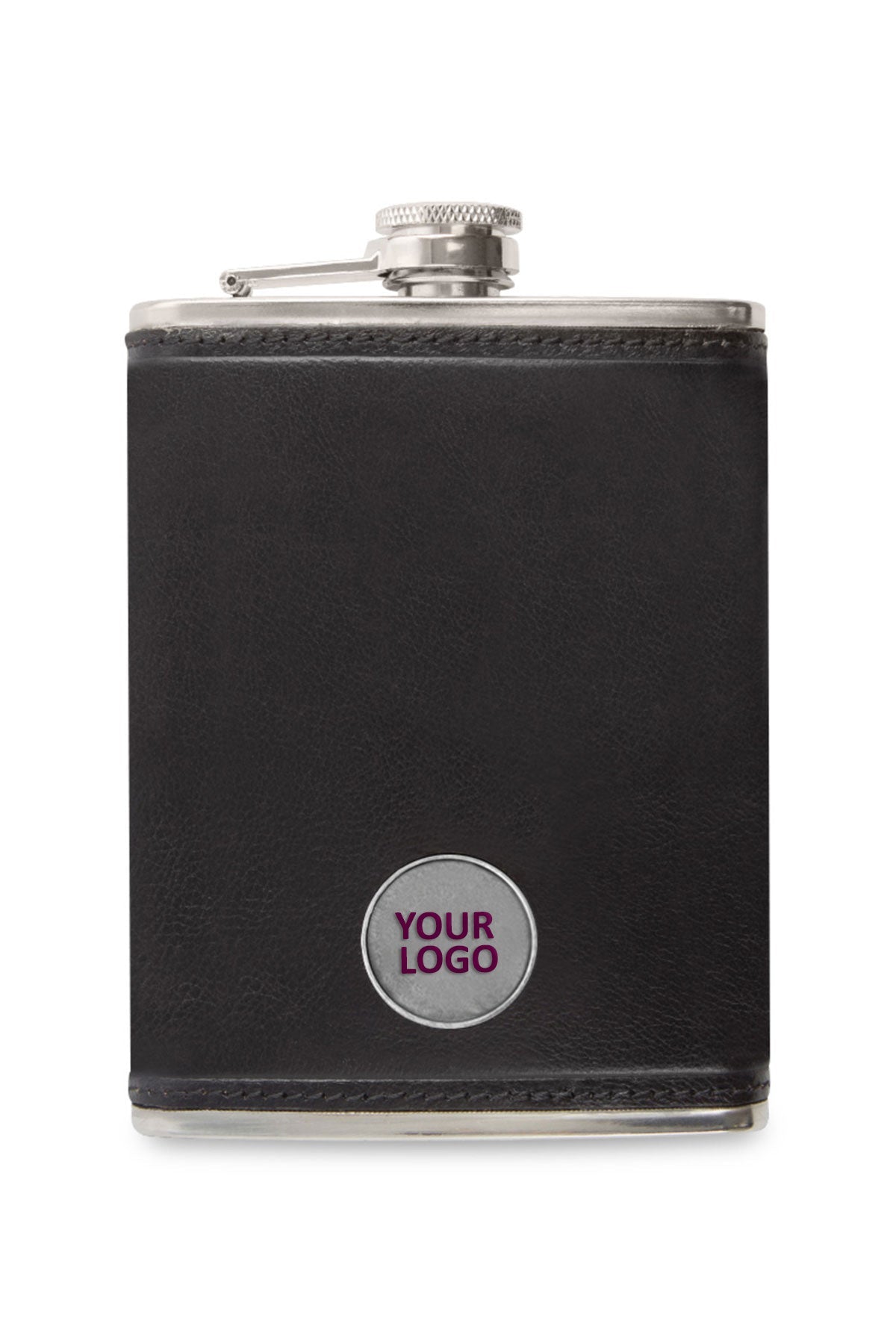 Ahead Custom Leather Flask, Black