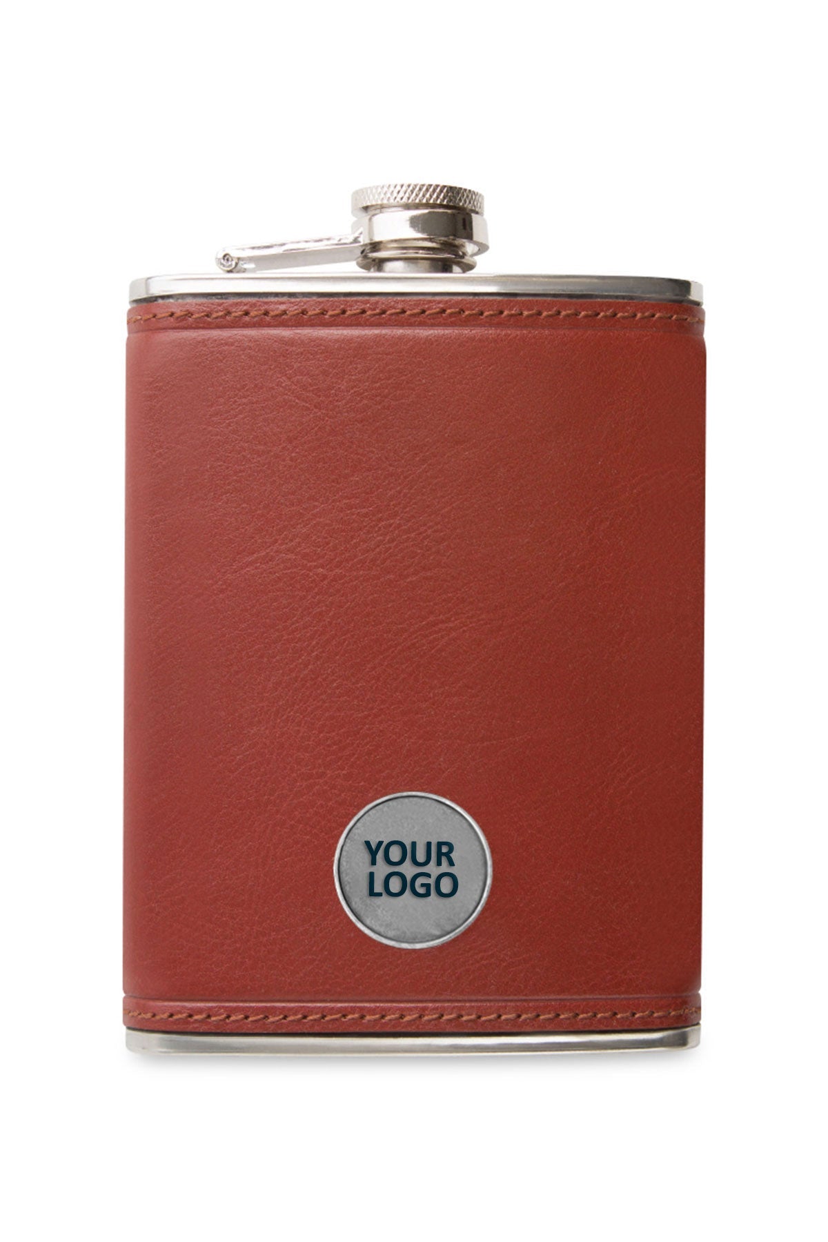 Ahead Custom Leather Flask, Brown