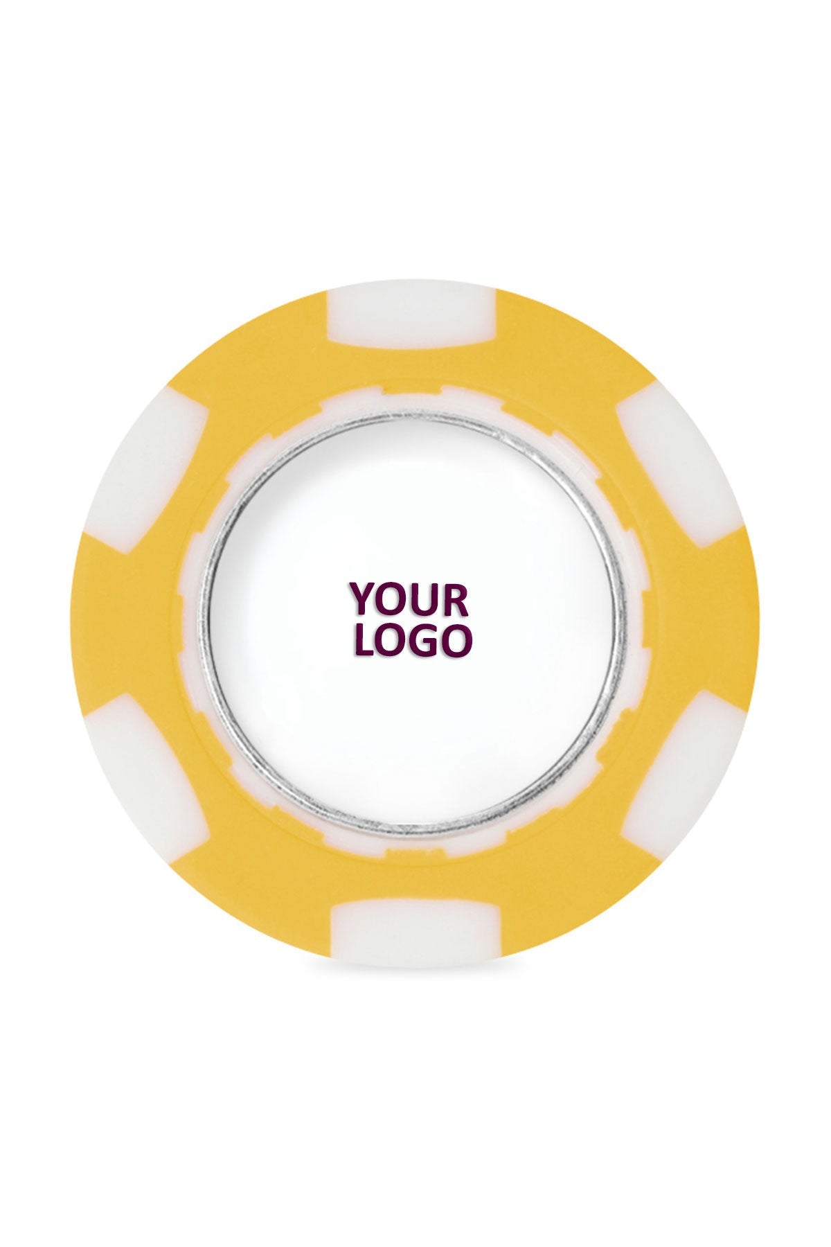 Ahead Poker Chip with Custom Ball Marker, Yellow/White