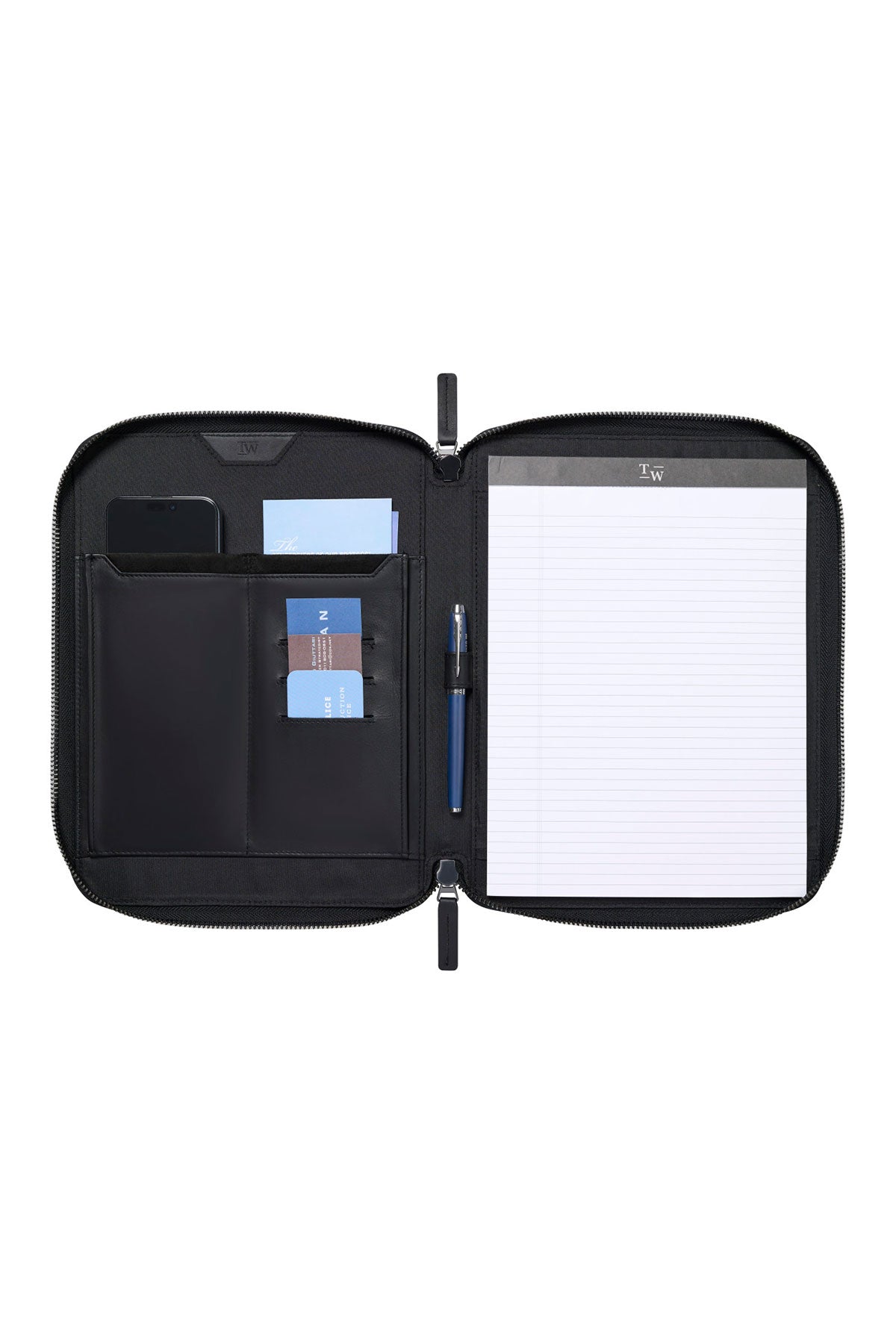 Travis & Wells Envoy Executive Zipper Close Custom Padfolio, Black