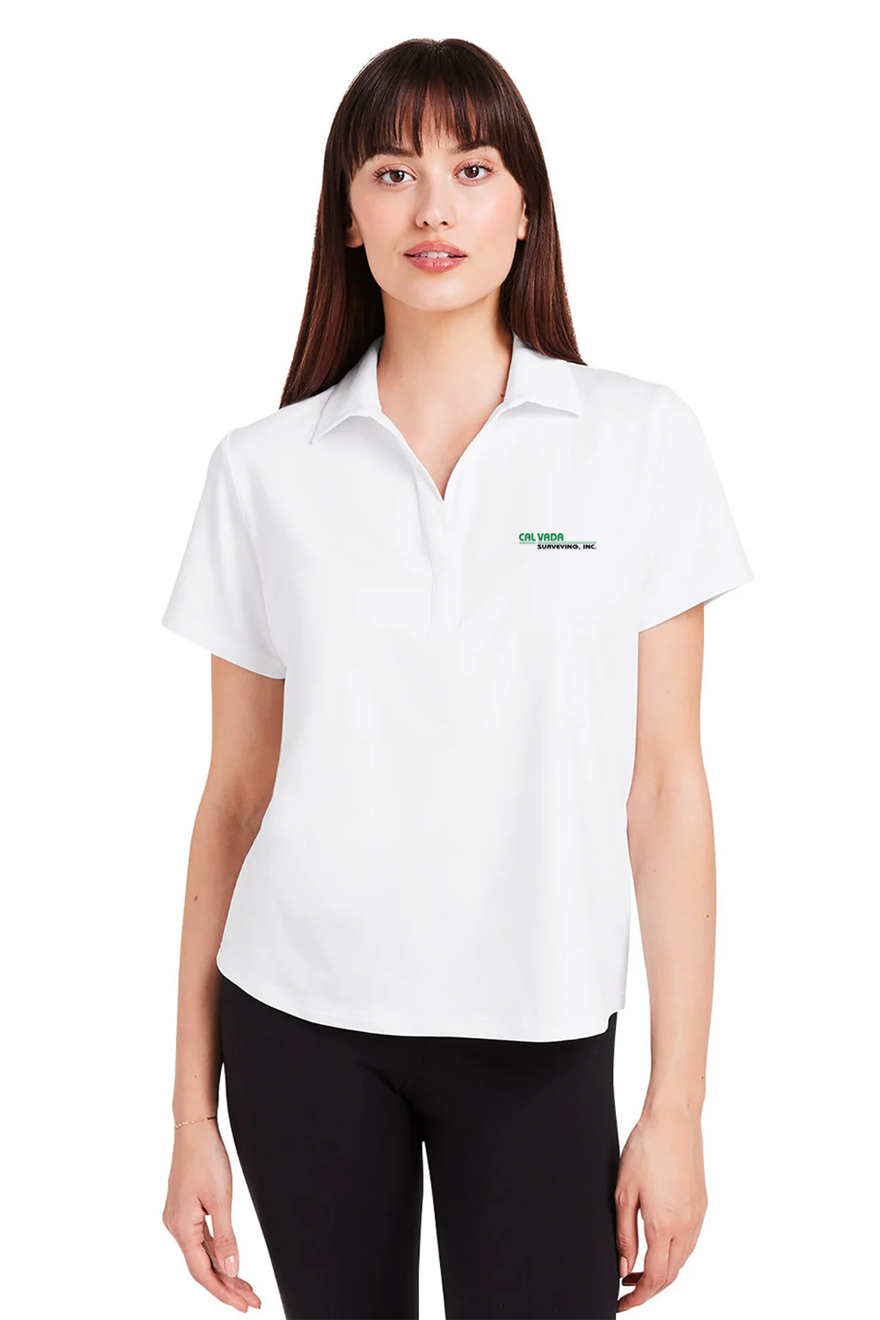 Glyder Ladies Marbled Fairway Polo, White [Calvada Surveying Inc]