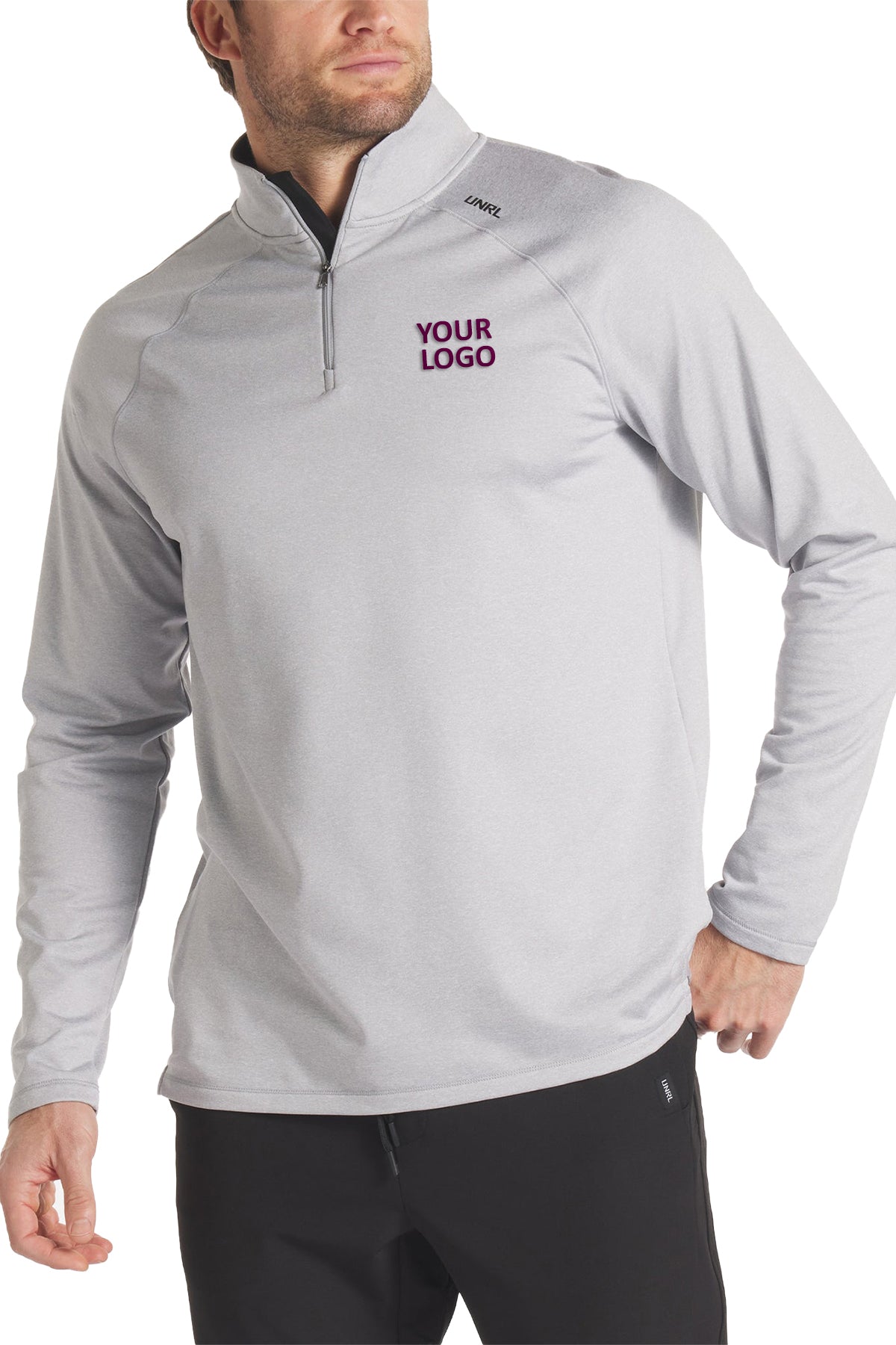 UNRL Interlock Custom Quarter Zips, Heather Gray