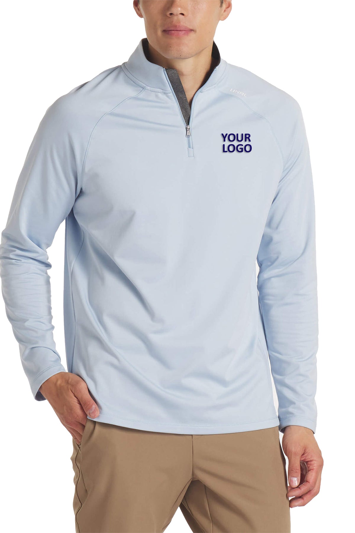 UNRL Interlock Custom Quarter Zips, Sky Blue