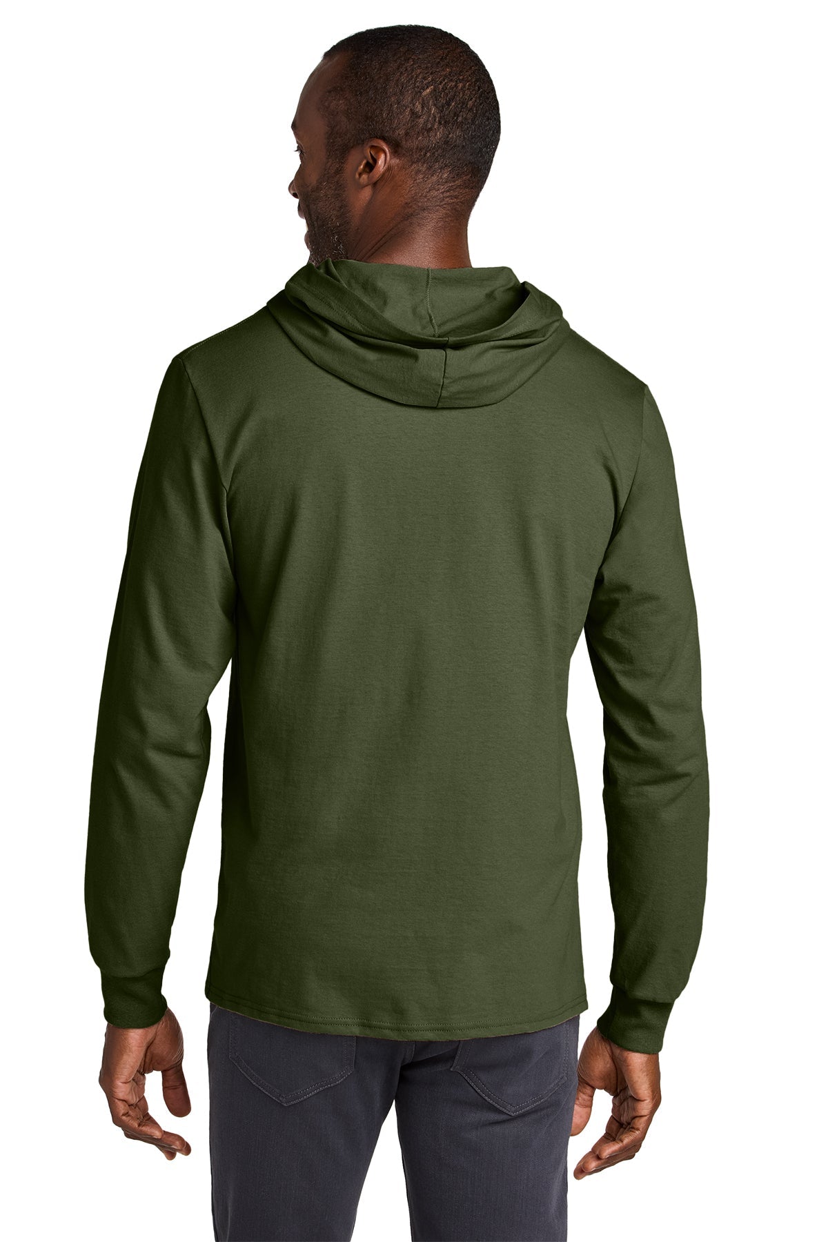 Jerzees Classics Unisex Cotton Long Sleeve Hooded Custom T-Shirts, Military Green