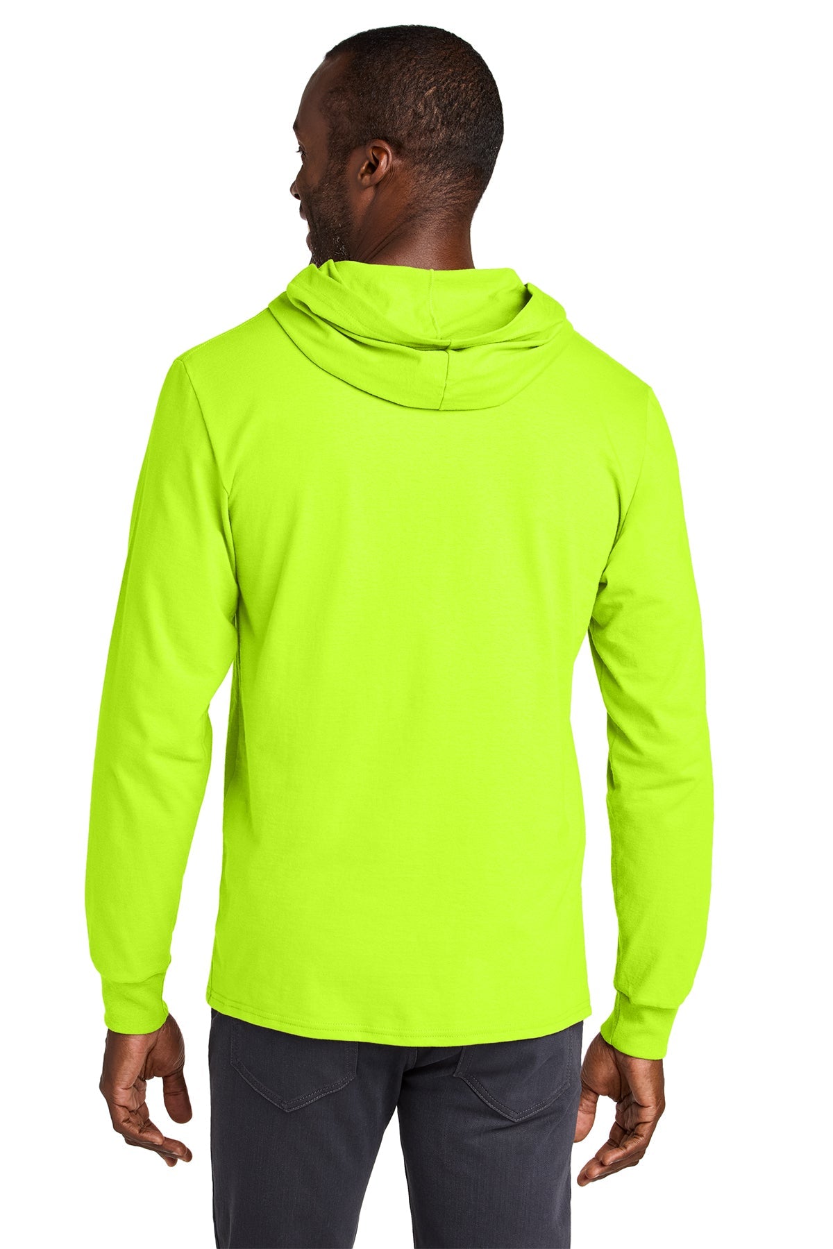 Jerzees Classics Unisex Cotton Long Sleeve Hooded Custom T-Shirts, Safety Green