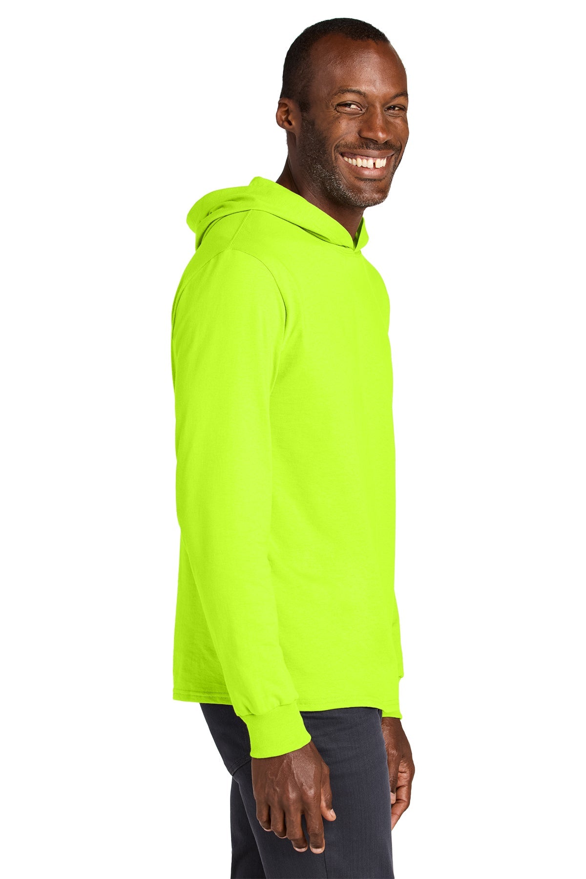 Jerzees Classics Unisex Cotton Long Sleeve Hooded Custom T-Shirts, Safety Green