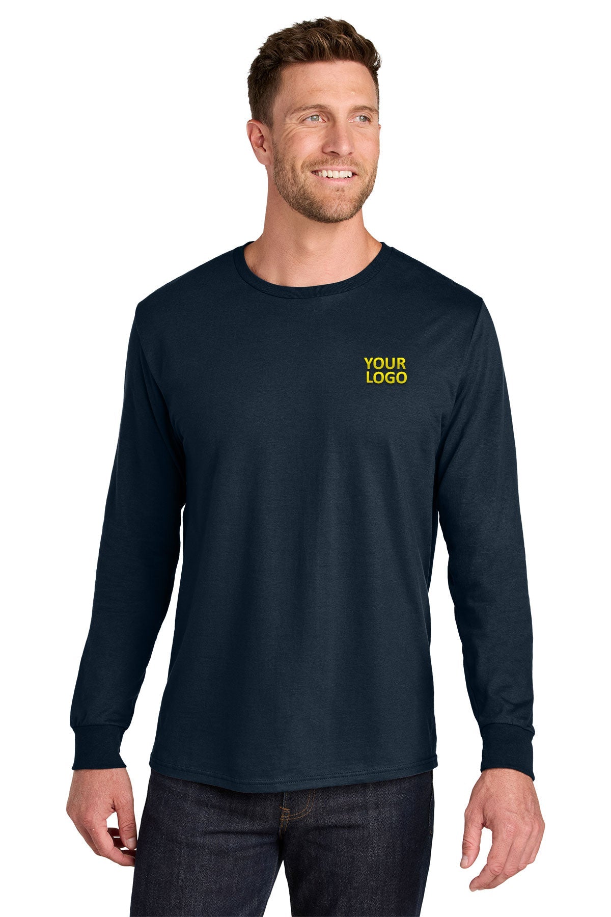 Jerzees Ultimate Unisex Ring Spun Long Sleeve Custom T-Shirts, Navy