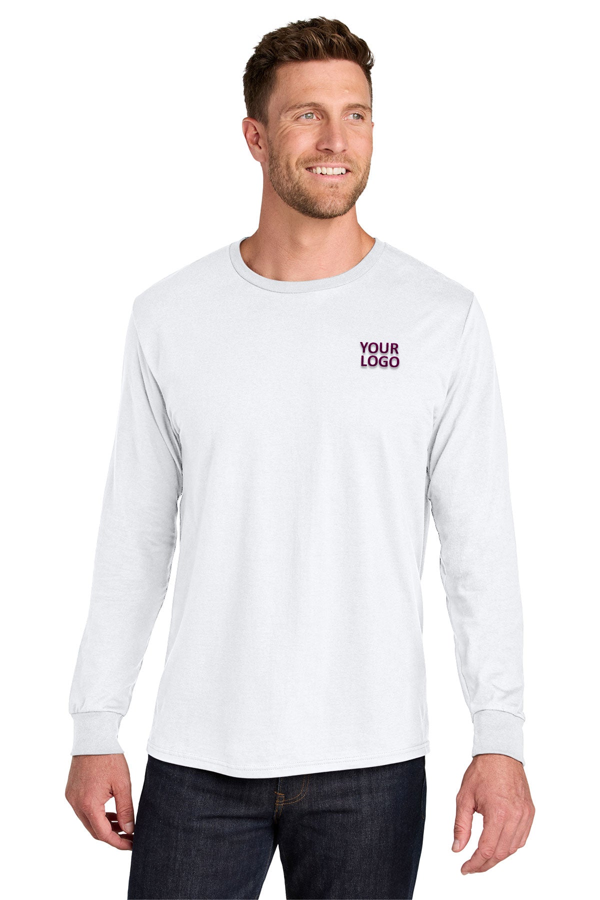 Jerzees Ultimate Unisex Ring Spun Long Sleeve Custom T-Shirts, White