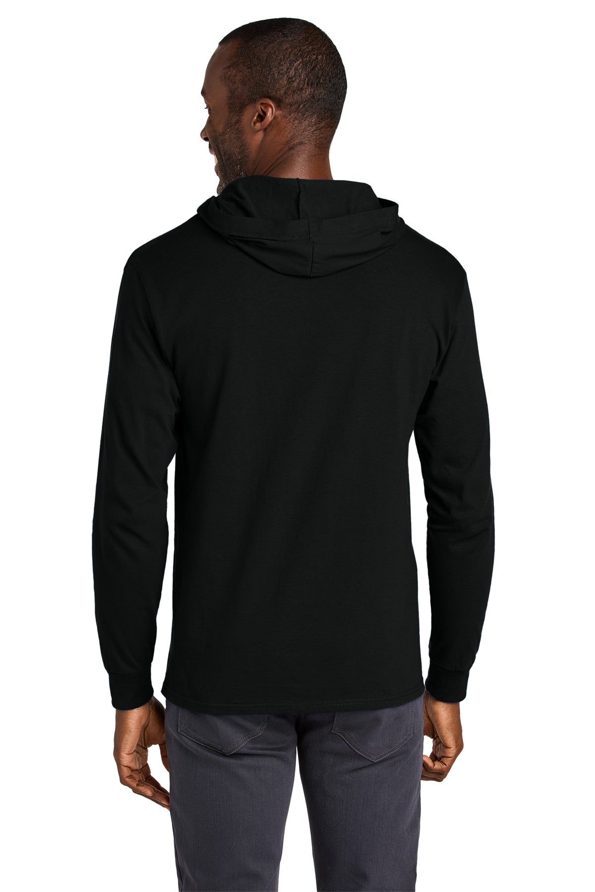 Jerzees Classics Unisex Cotton Long Sleeve Hooded Custom T-Shirts, Black