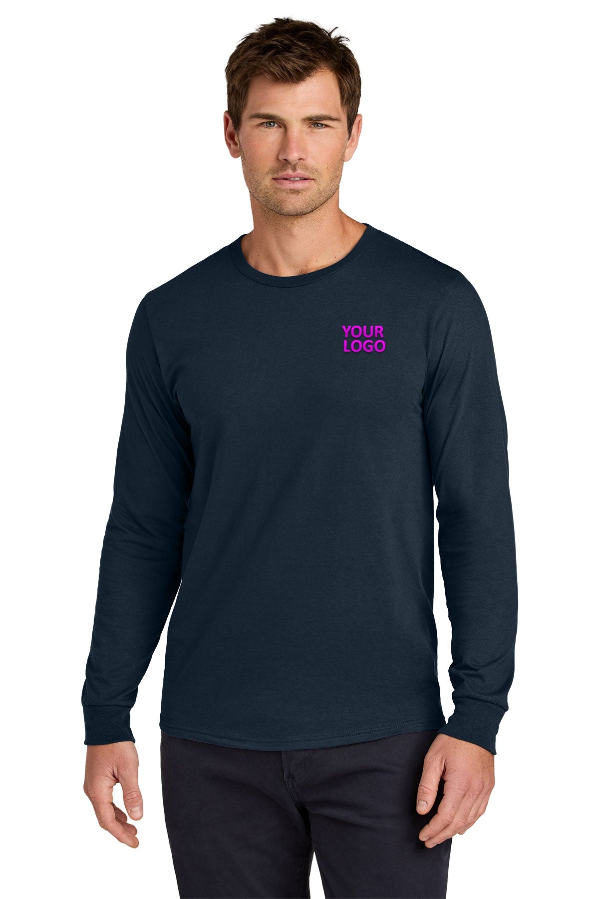 Jerzees Classics Unisex Cotton Long Sleeve Custom T-Shirts, J. Navy
