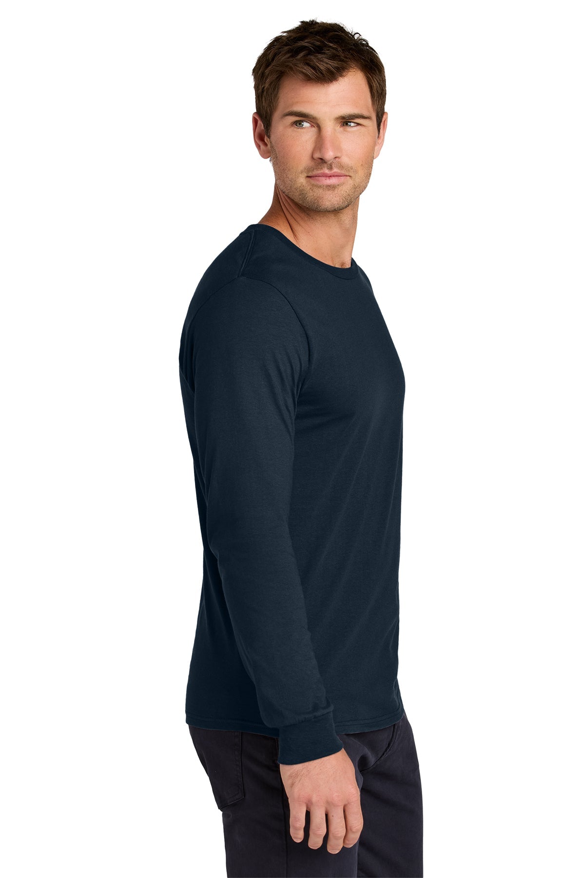 Jerzees Classics Unisex Cotton Long Sleeve Custom T-Shirts, J. Navy