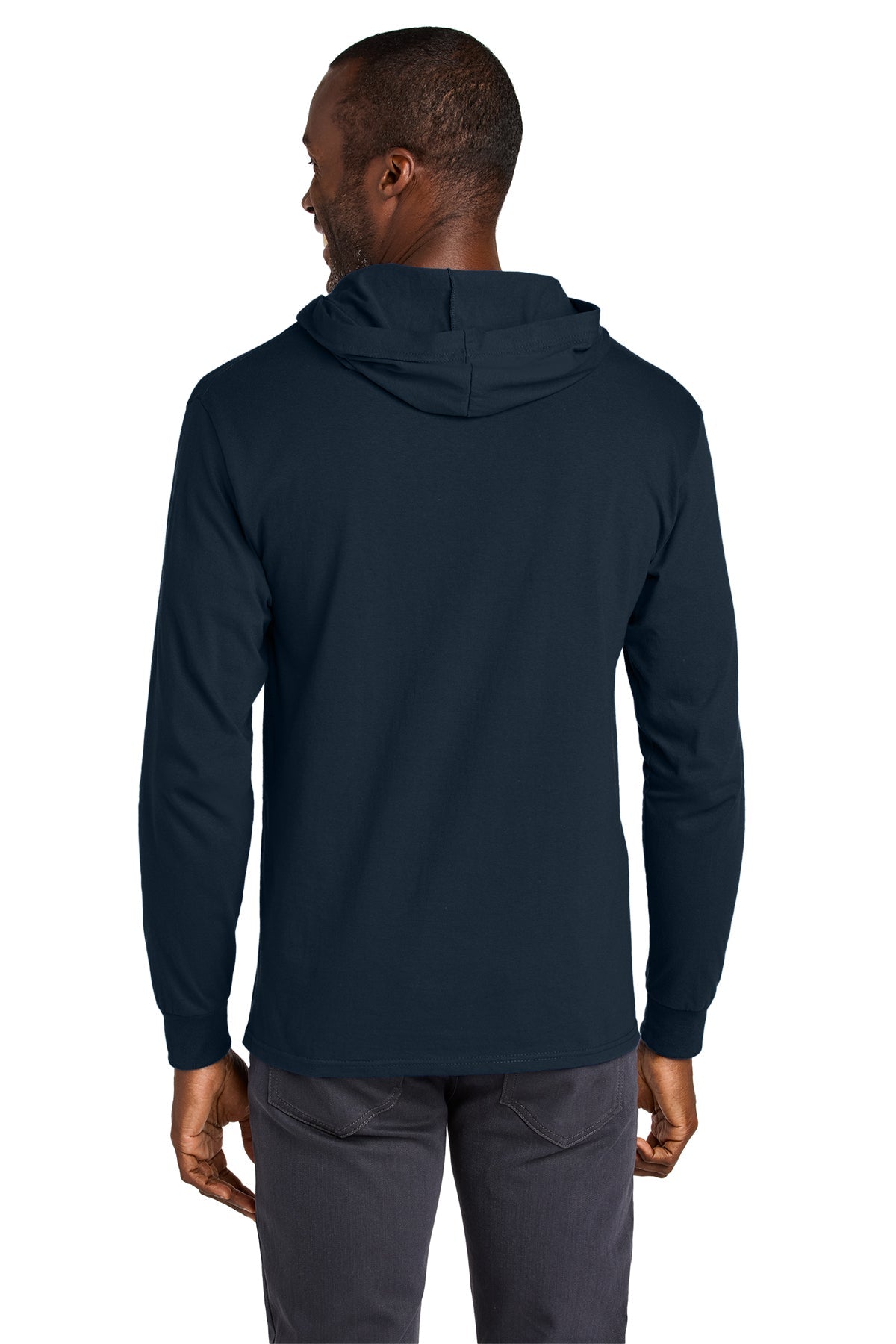 Jerzees Classics Unisex Cotton Long Sleeve Hooded Custom T-Shirts, Navy