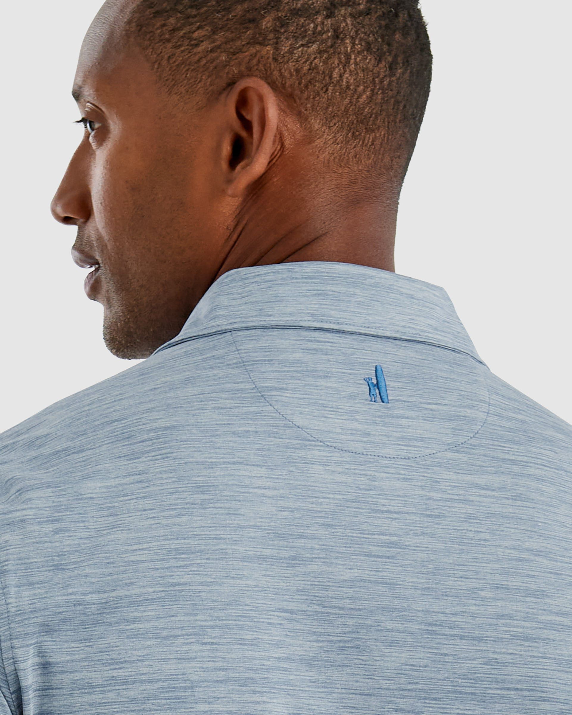 Johnnie-O Swing Long Sleeve Featherweight Custom Polos, Lake [Matos Builders]