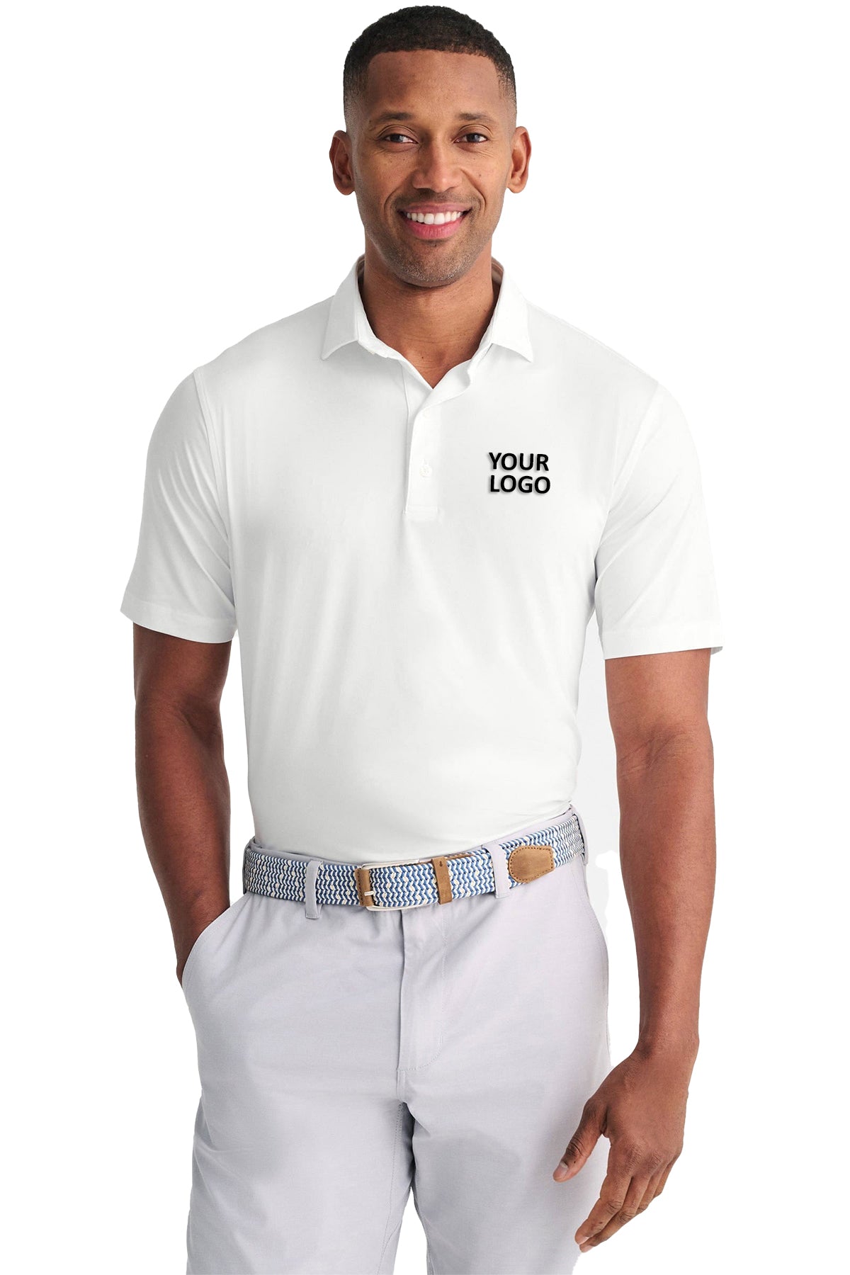 Johnnie-O Men's Huron Heathered Custom Polos, White