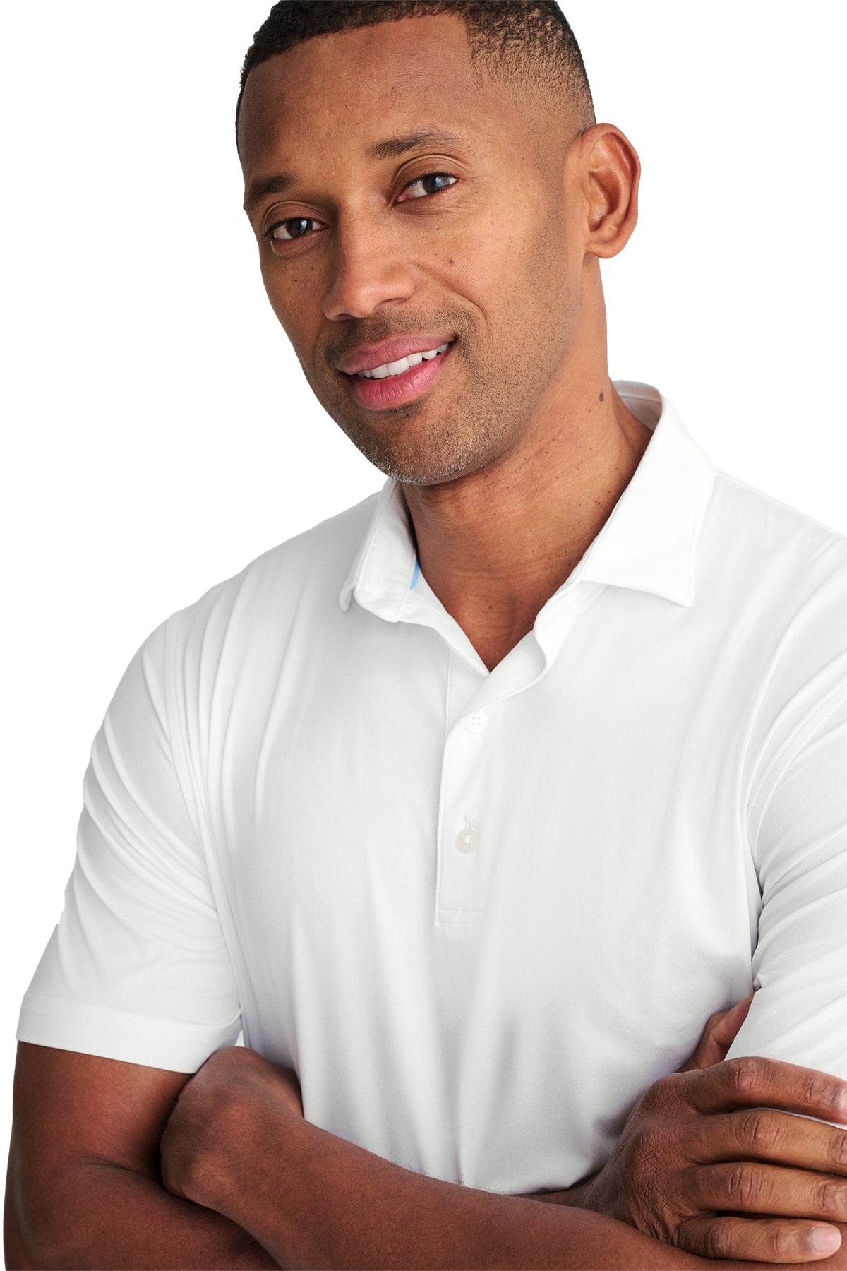 Johnnie-O Men's Huron Heathered Custom Polos, White [Fire Solutions]