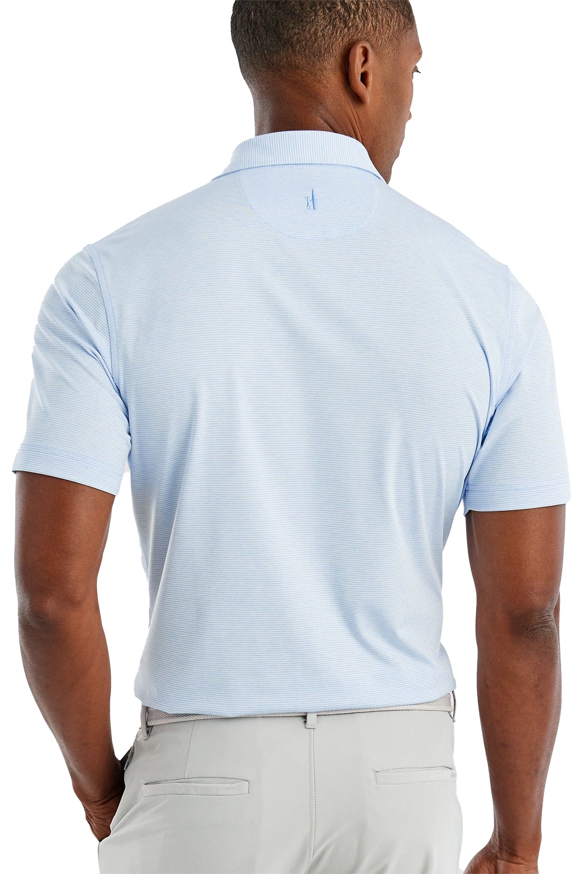 Custom Johnnie O Mens Lyndon Striped Polo JMPO2010 Gulf Blue