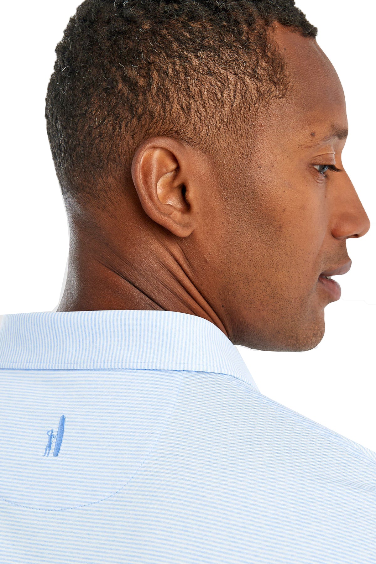 Custom Johnnie O Mens Lyndon Striped Polo JMPO2010 Gulf Blue