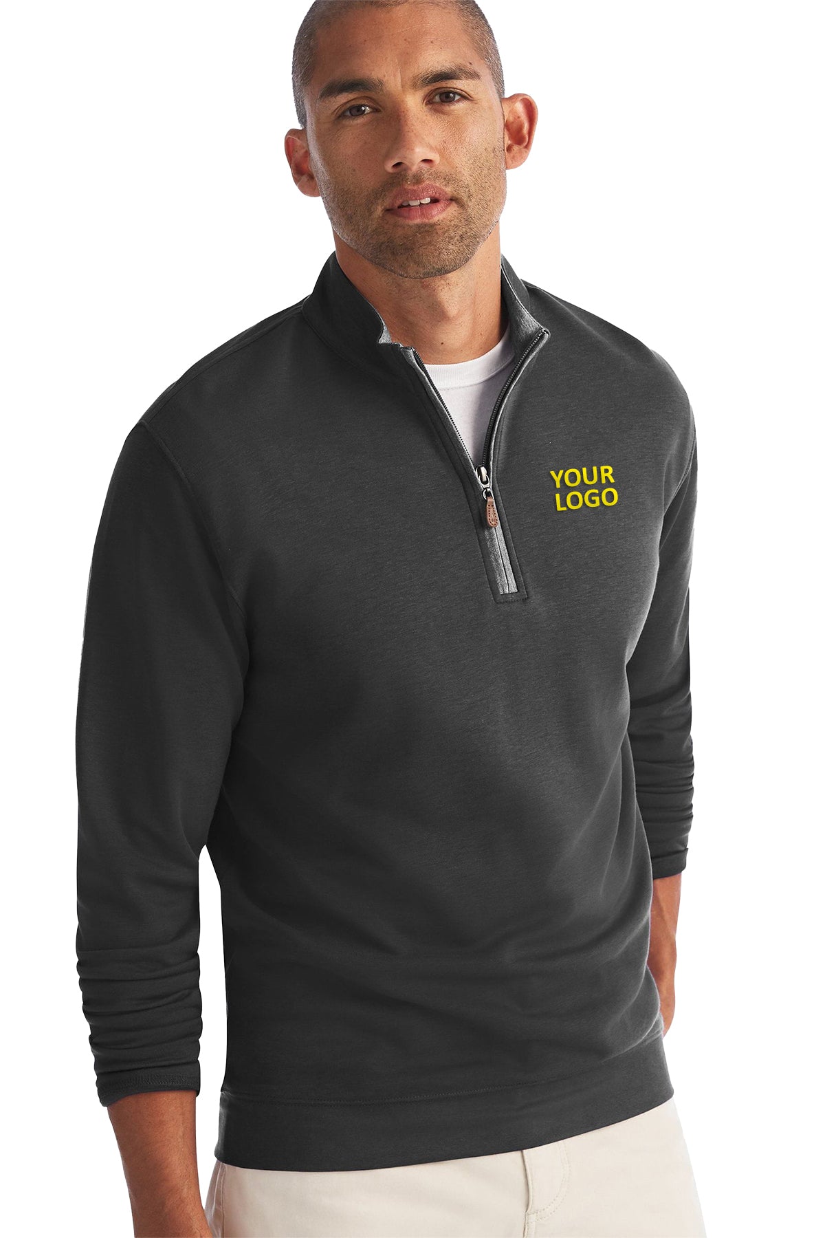 Custom Johnnie O Mens Sully 1/4 Zip Pullover JMKO1460 Black