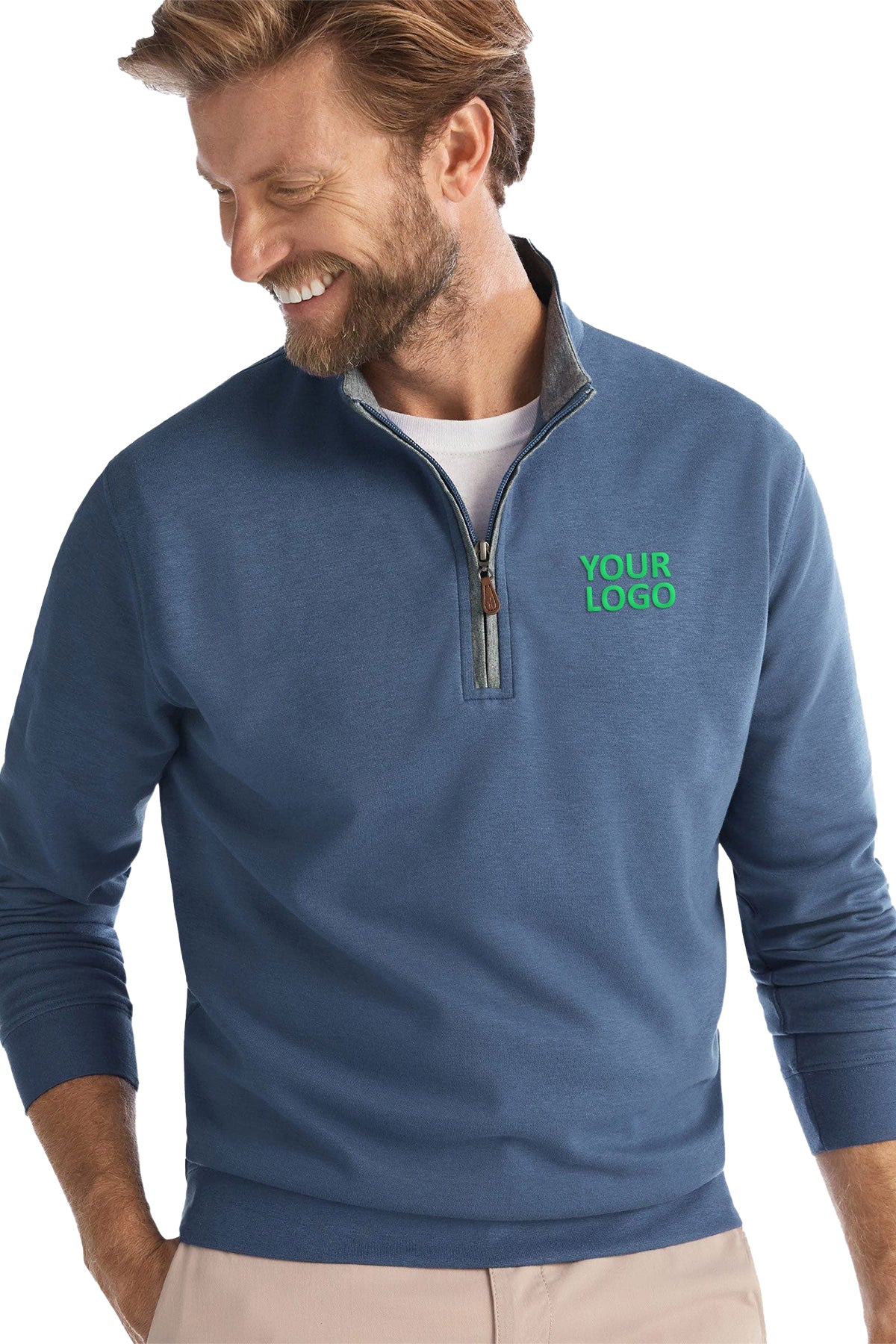 Custom Johnnie O Mens Sully 1/4 Zip Pullover JMKO1460 Helios Blue