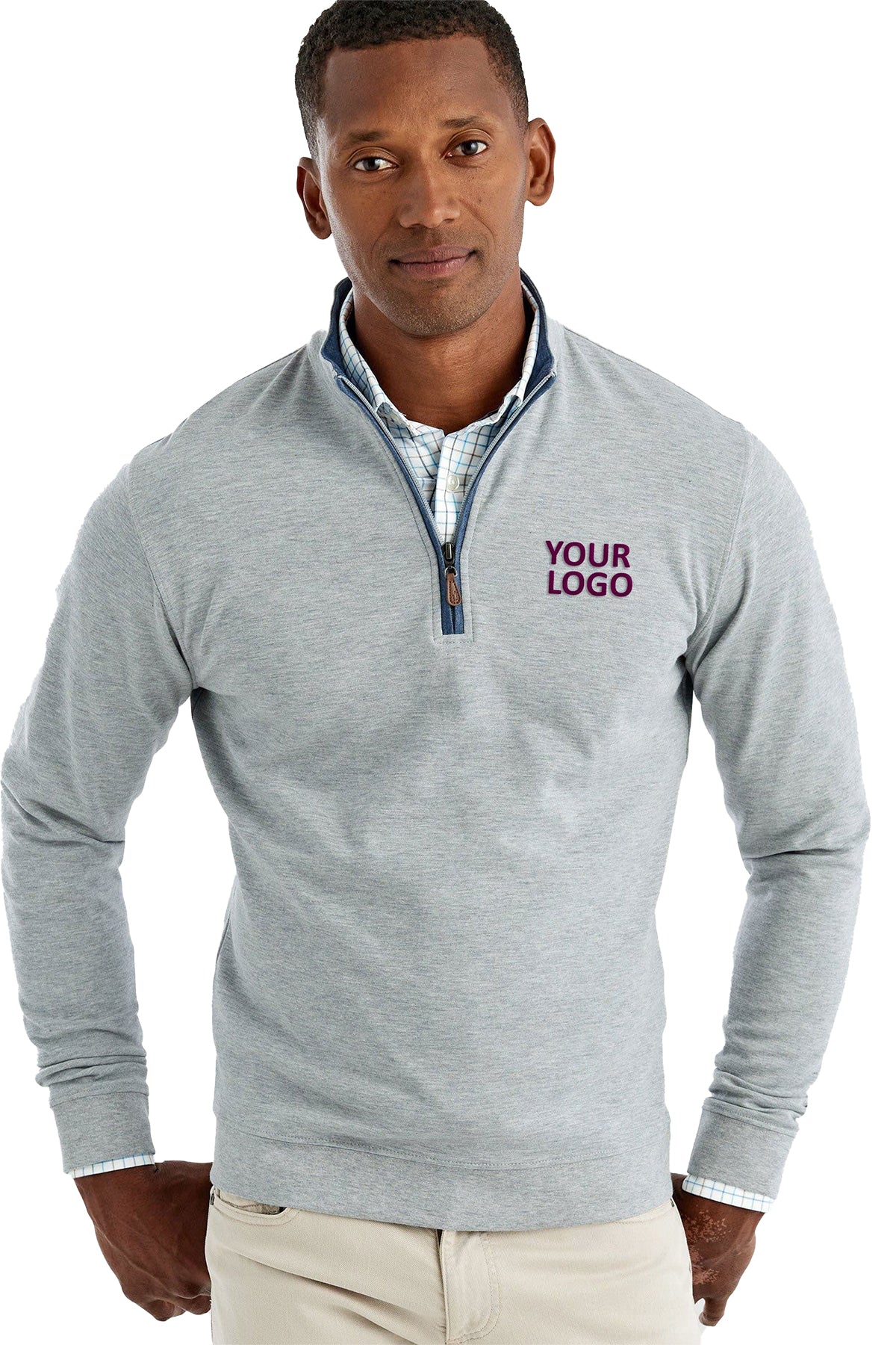 Johnnie O Light Gray JMKO1460 custom dri fit sweatshirts