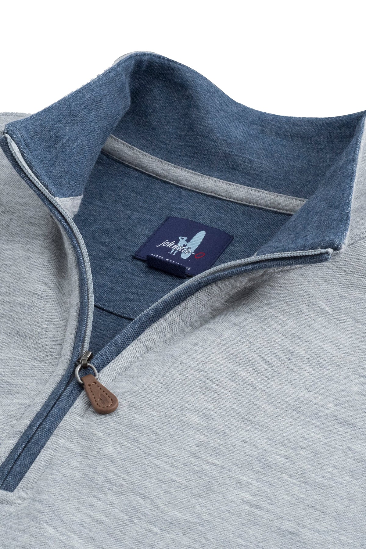 Custom Johnnie O Mens Sully 1/4 Zip Pullover JMKO1460 Light Gray