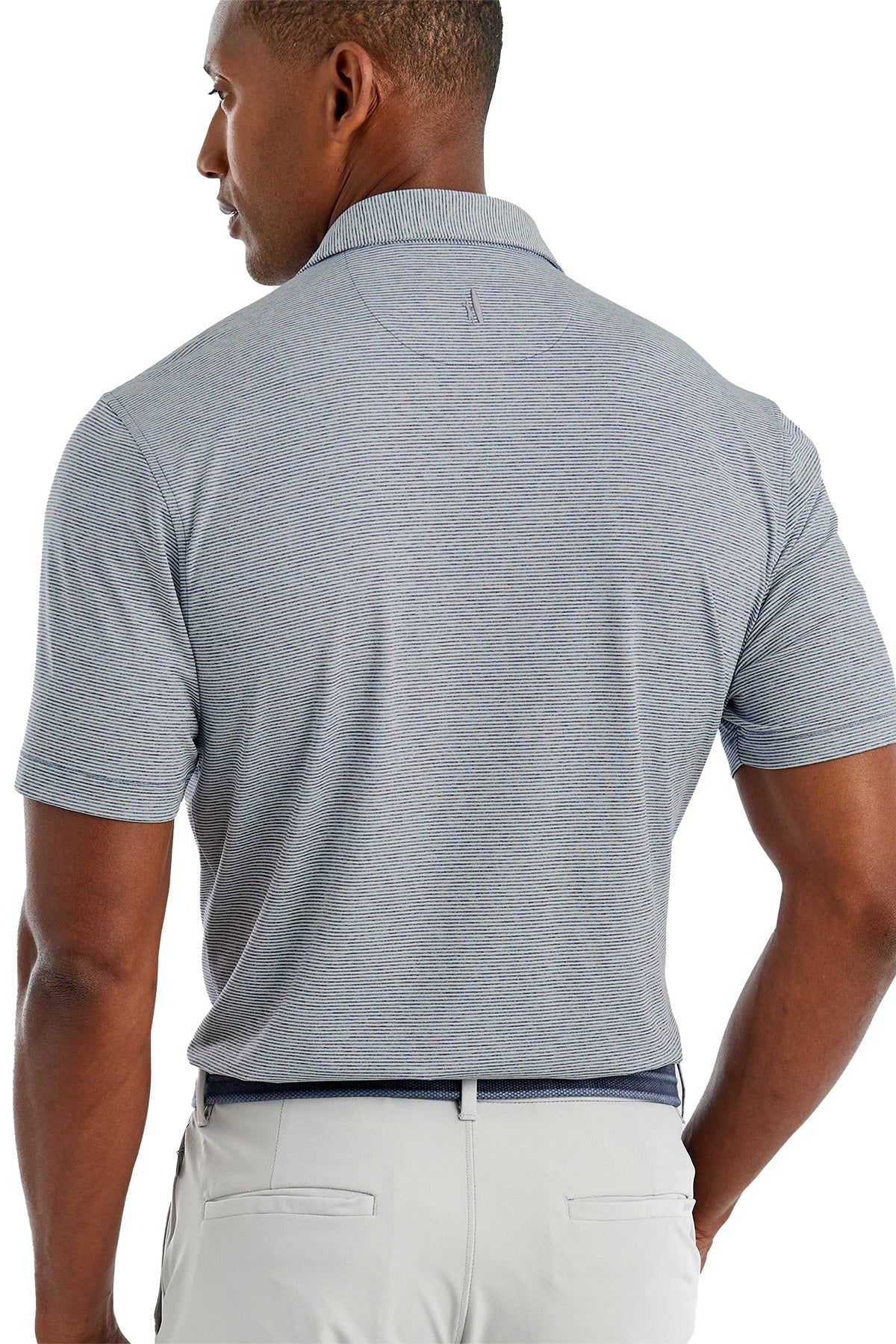 Custom Johnnie O Mens Lyndon Striped Polo JMPO2010 Heather Twilight