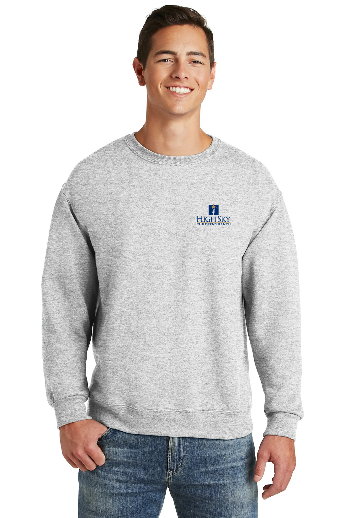 Jerzees NuBlend Crewneck Sweatshirt, Ash [High Sky Children's Ranch]