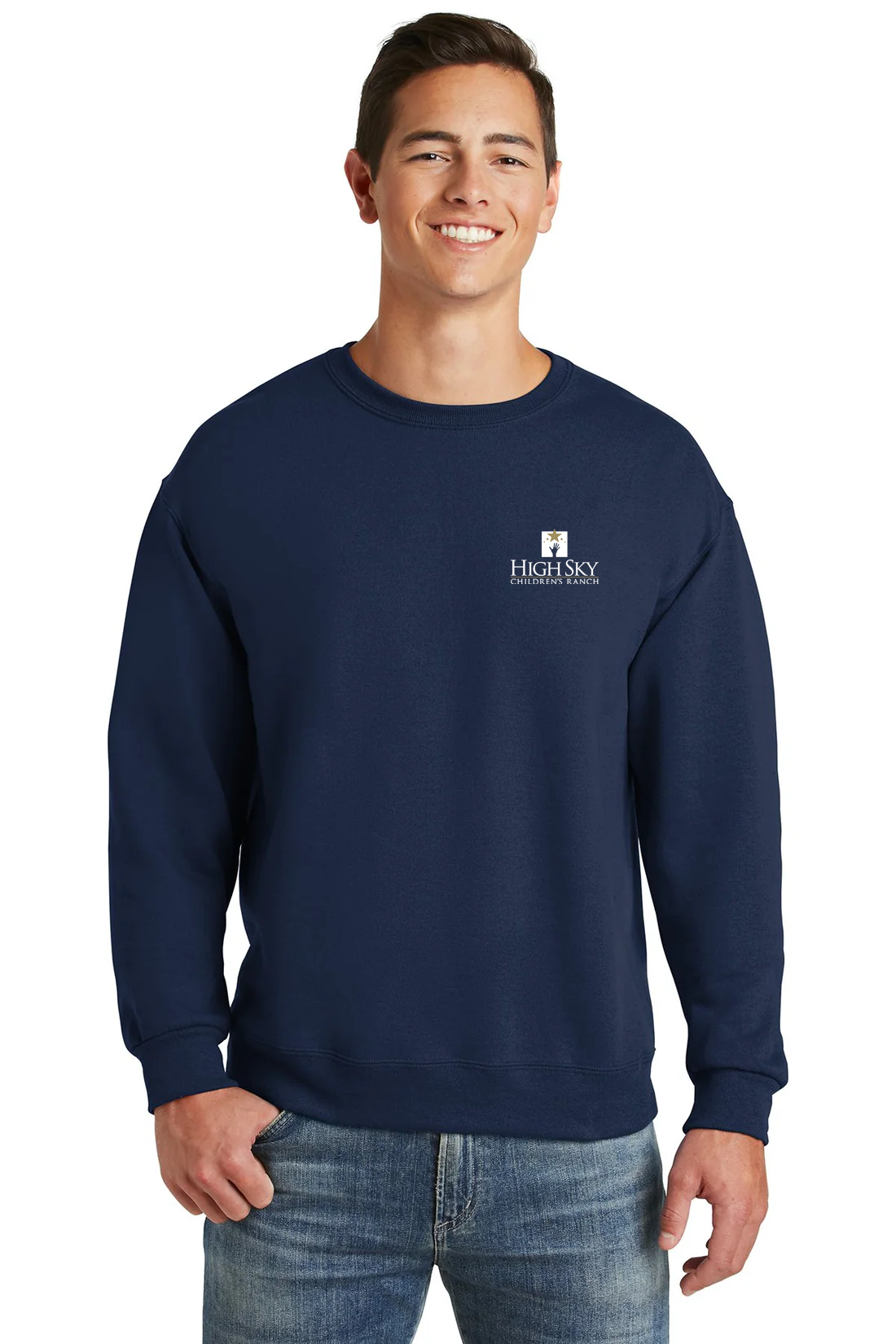 Jerzees NuBlend Crewneck Sweatshirt, Navy [High Sky Children's Ranch]